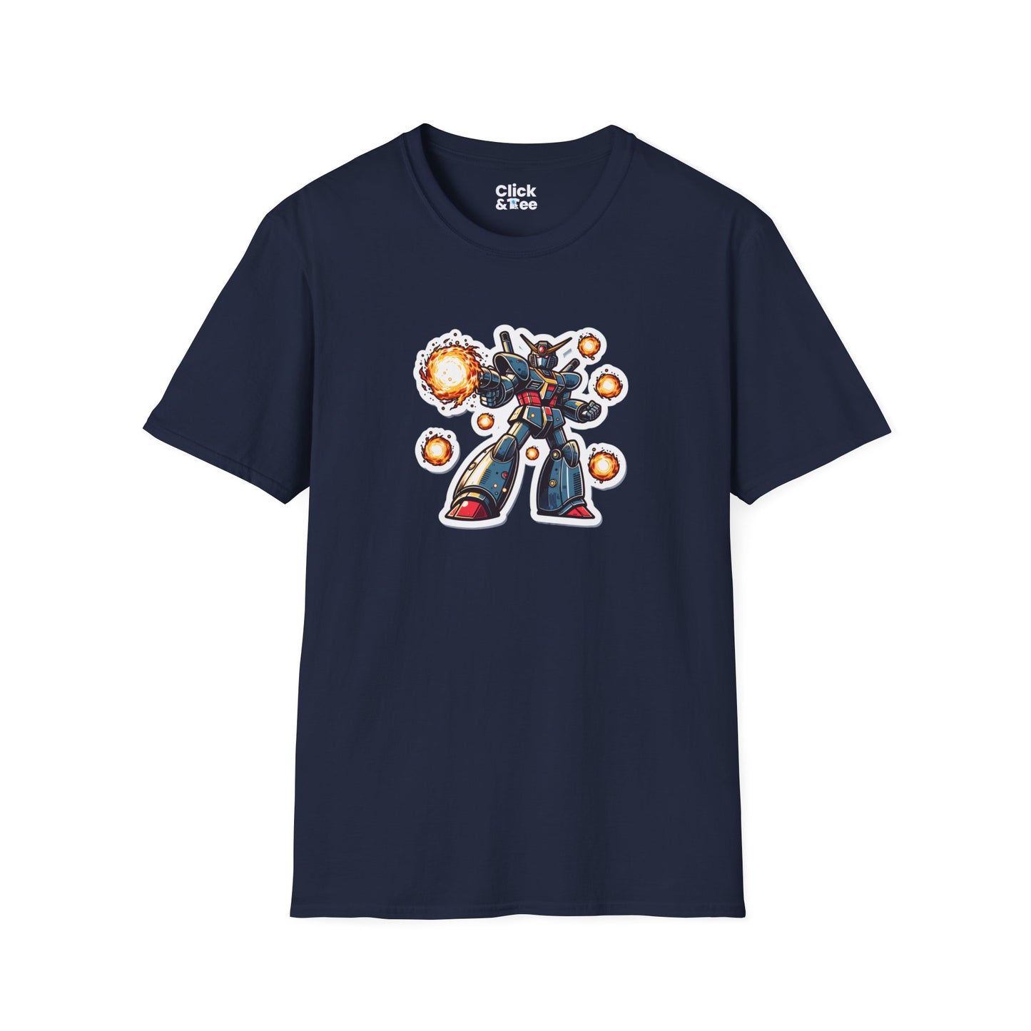 Shonen Anime T-Shirt - Magical Robot Shooting fireballs - Shonen Anime Style T-Shirt