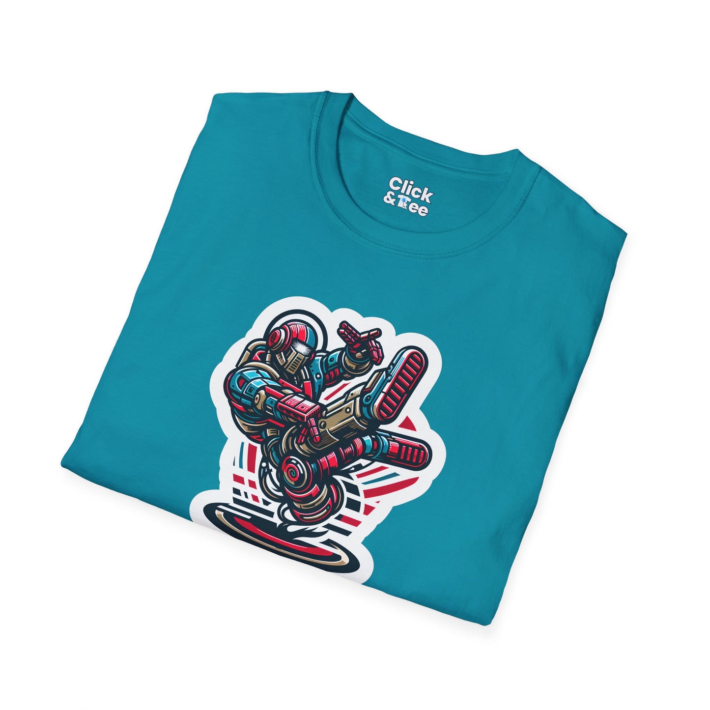 Retro T-Shirt - Aggressive Retro-Robot Breakdancing - Retro Style T-Shirt