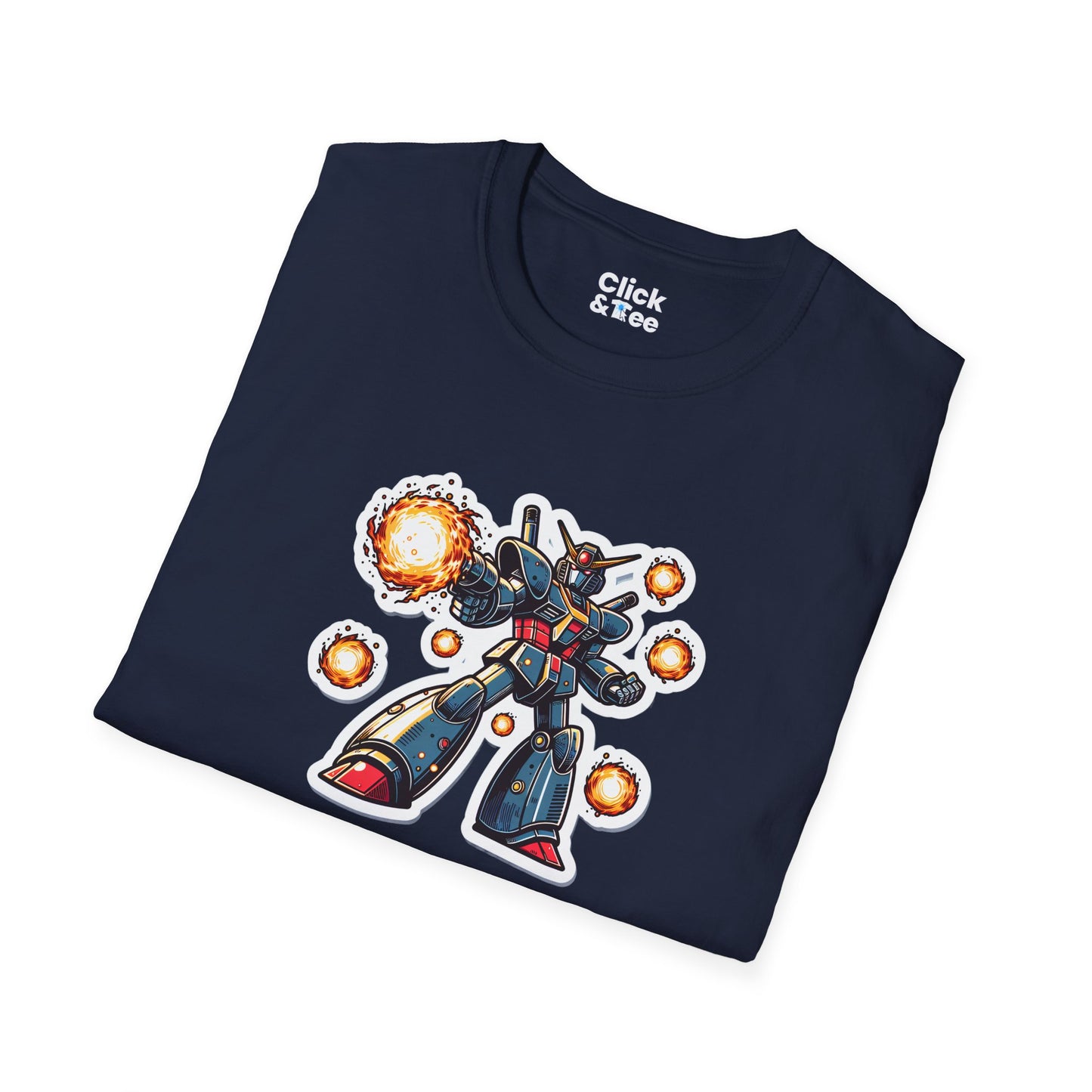 Shonen Anime T-Shirt - Magical Robot Shooting fireballs - Shonen Anime Style T-Shirt