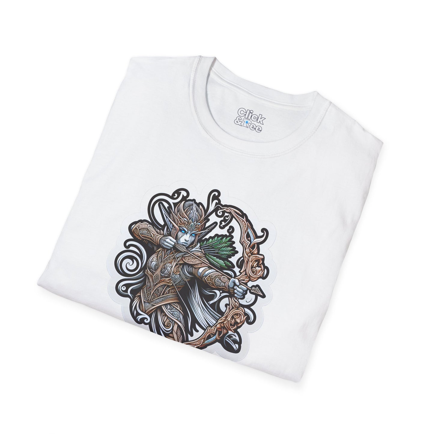 Fantasy T-Shirt - Fantastical Elf Shooting a bow and arrow - Fantasy Style T-Shirt