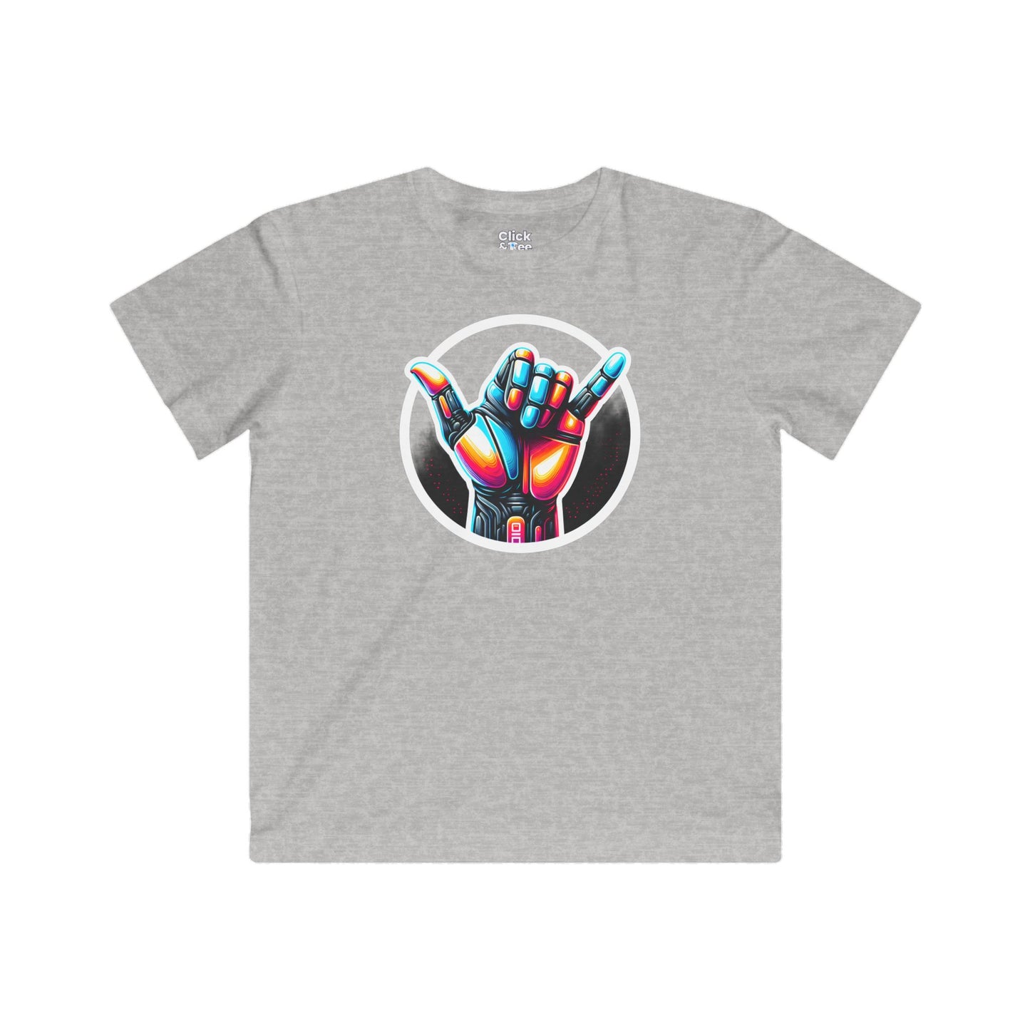 Kids Futuristic T-Shirt - Vivid Hand Making the Aloha Sign - Futuristic Style T-Shirt