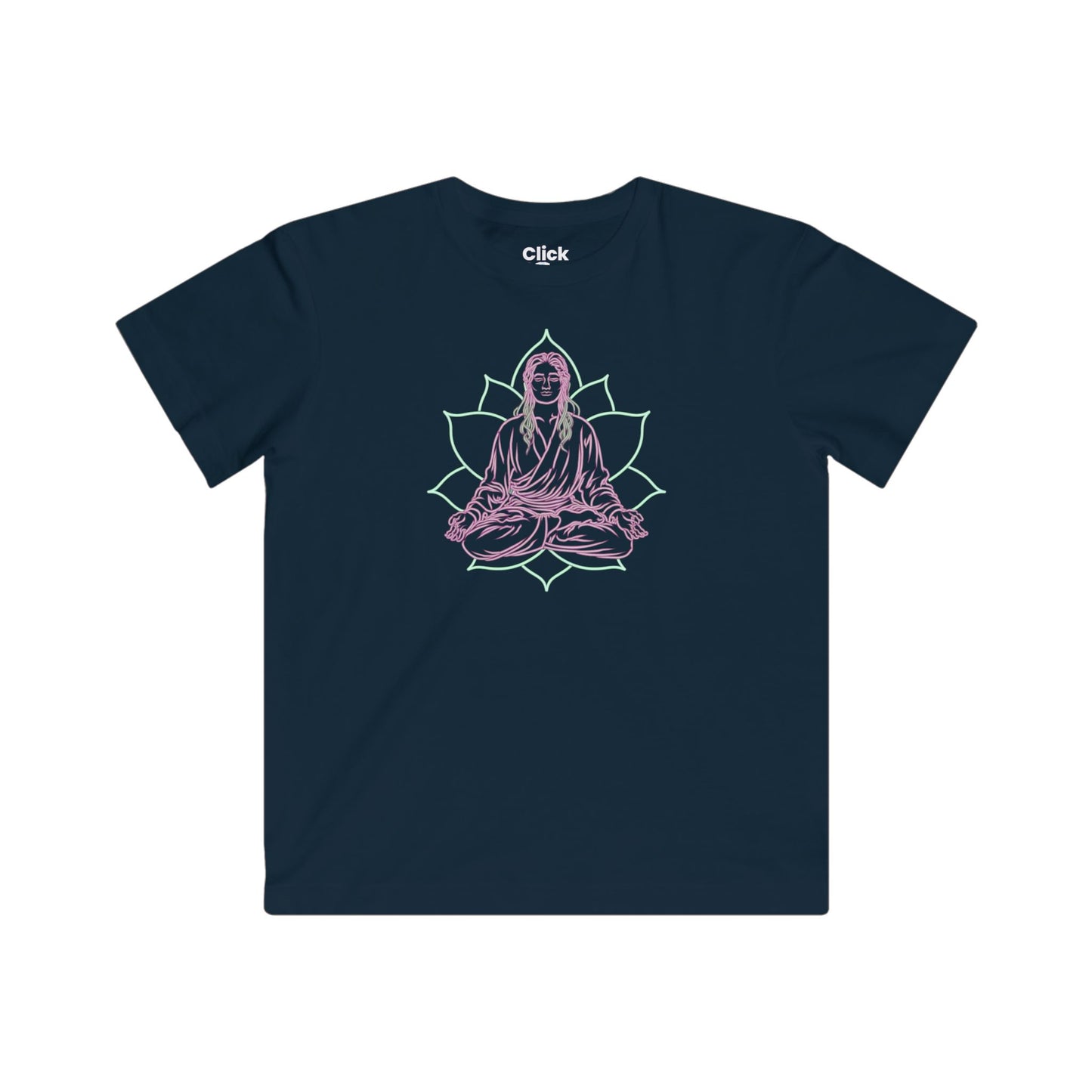Kids 80s Neon T-Shirt - Enlightened Mystic Meditating - 80s Neon Style T-Shirt