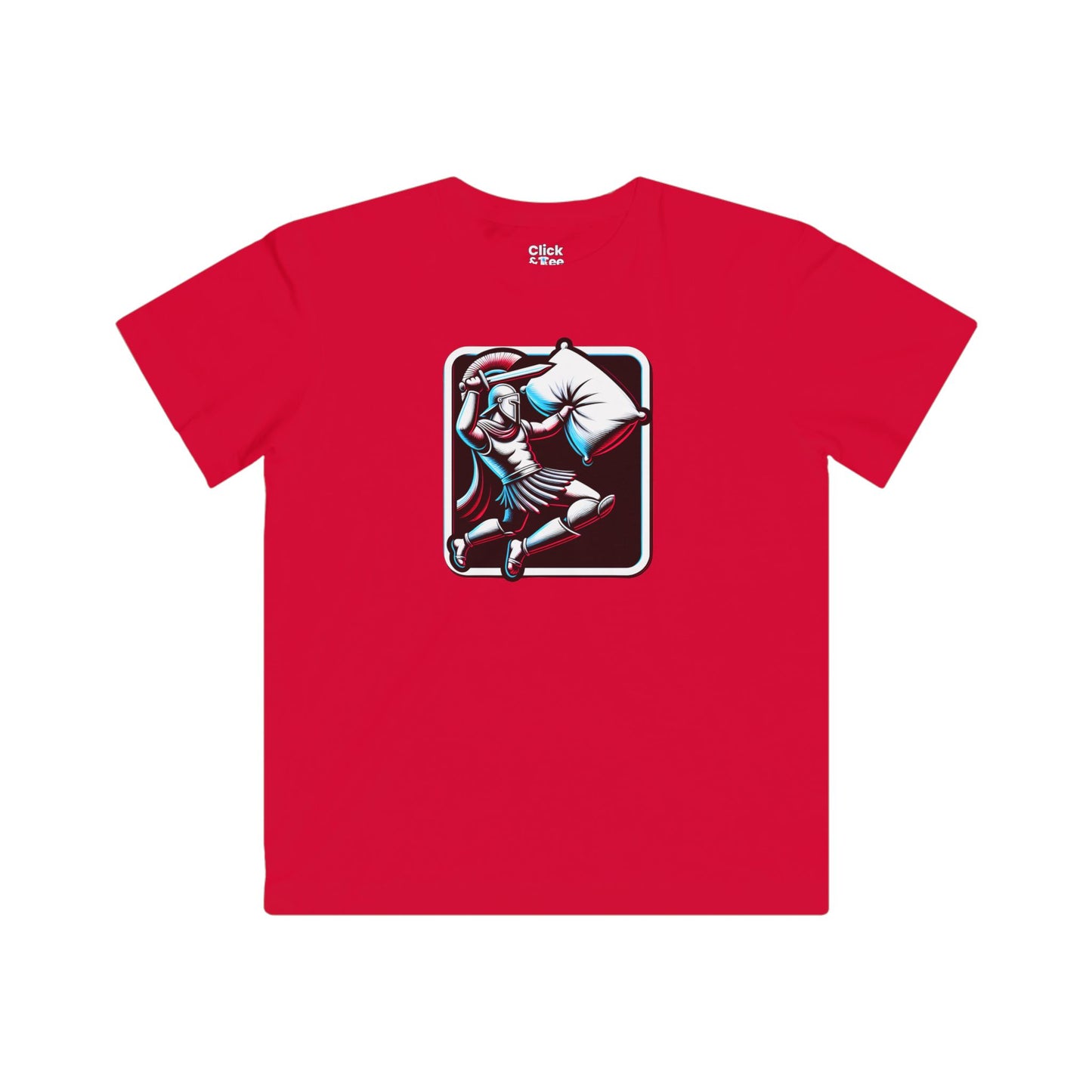 Kids 3D T-Shirt - Battle-ready Gladiator In a Pillow Fight - 3D Style T-Shirt