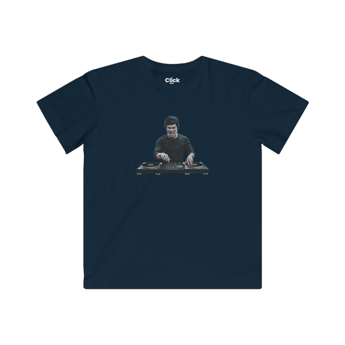 Kids Realistic T-Shirt - Angry Bruce Lee DJing - Realistic Style T-Shirt