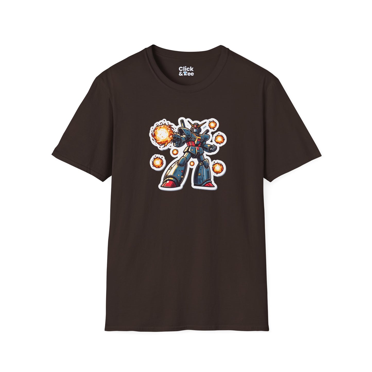 Shonen Anime T-Shirt - Magical Robot Shooting fireballs - Shonen Anime Style T-Shirt