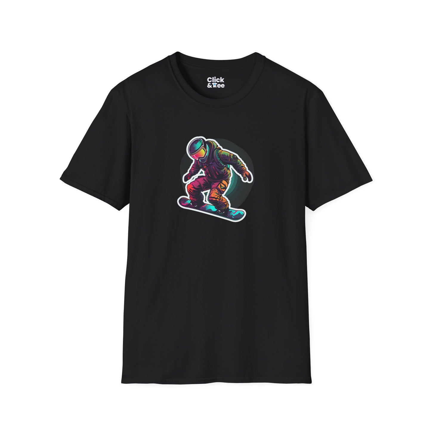 Retro T-Shirt - Aggressive Robot Snowboarder Flying through the air - Retro Style T-Shirt
