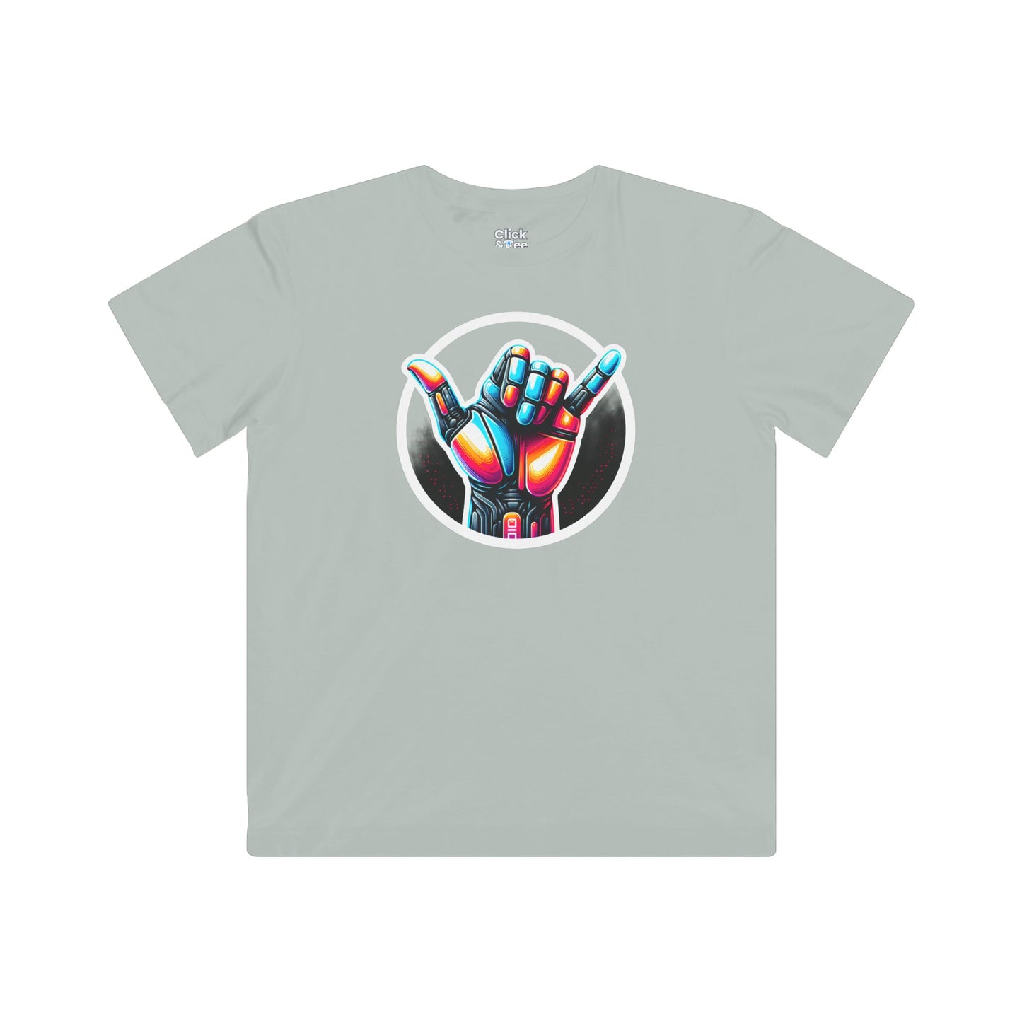 Kids Futuristic T-Shirt - Vivid Hand Making the Aloha Sign - Futuristic Style T-Shirt