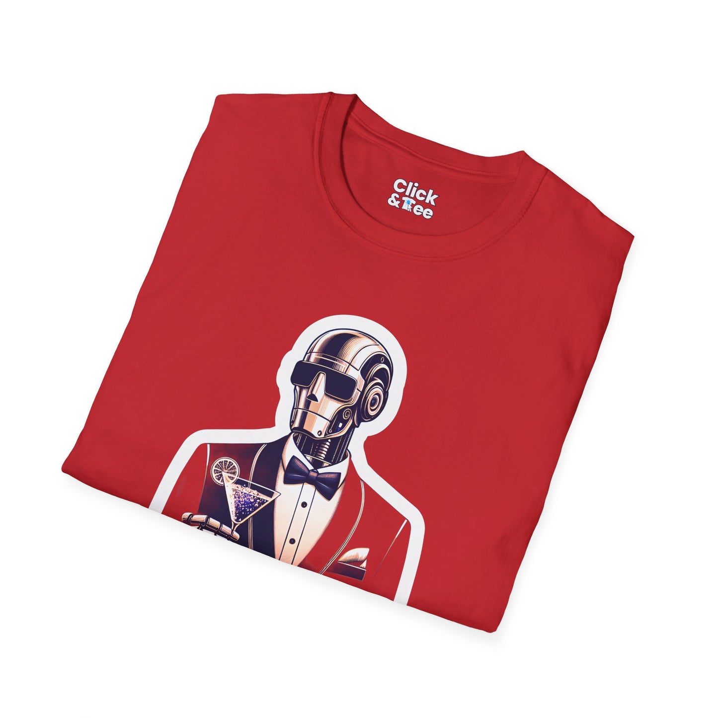 Retro T-Shirt - Classy Well Dressed Robot Bartender Serving a cocktail - Retro Style T-Shirt