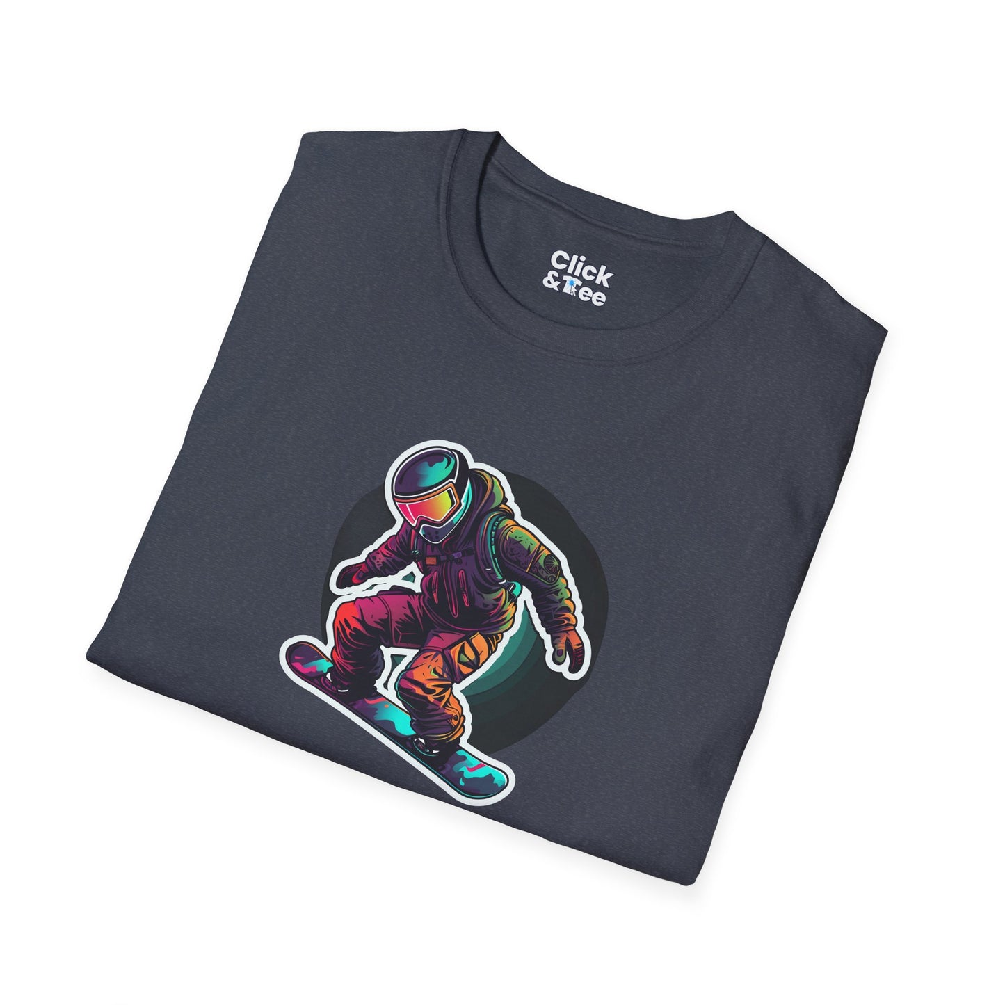 Retro T-Shirt - Aggressive Robot Snowboarder Flying through the air - Retro Style T-Shirt
