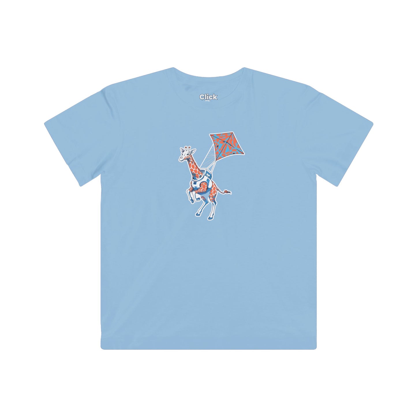 Kids Futuristic T-Shirt - Powerful Giraffe Flying a Kite - Futuristic Style T-Shirt