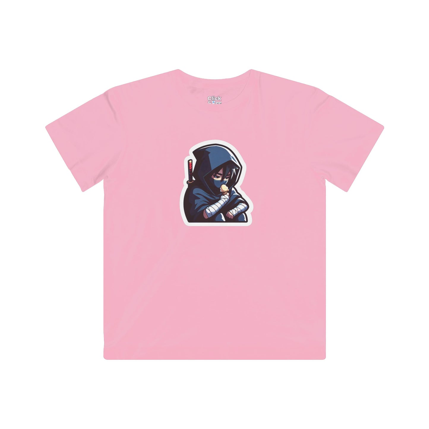 Kids Harem Anime T-Shirt - Lonely Ninja Warrior Eating Ice Cream - Harem Anime Style T-Shirt