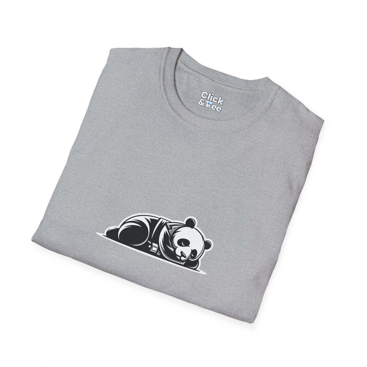 Unique T-Shirt - Sleepy Panda Eating rainbow ice cream - Vector Style T-Shirt