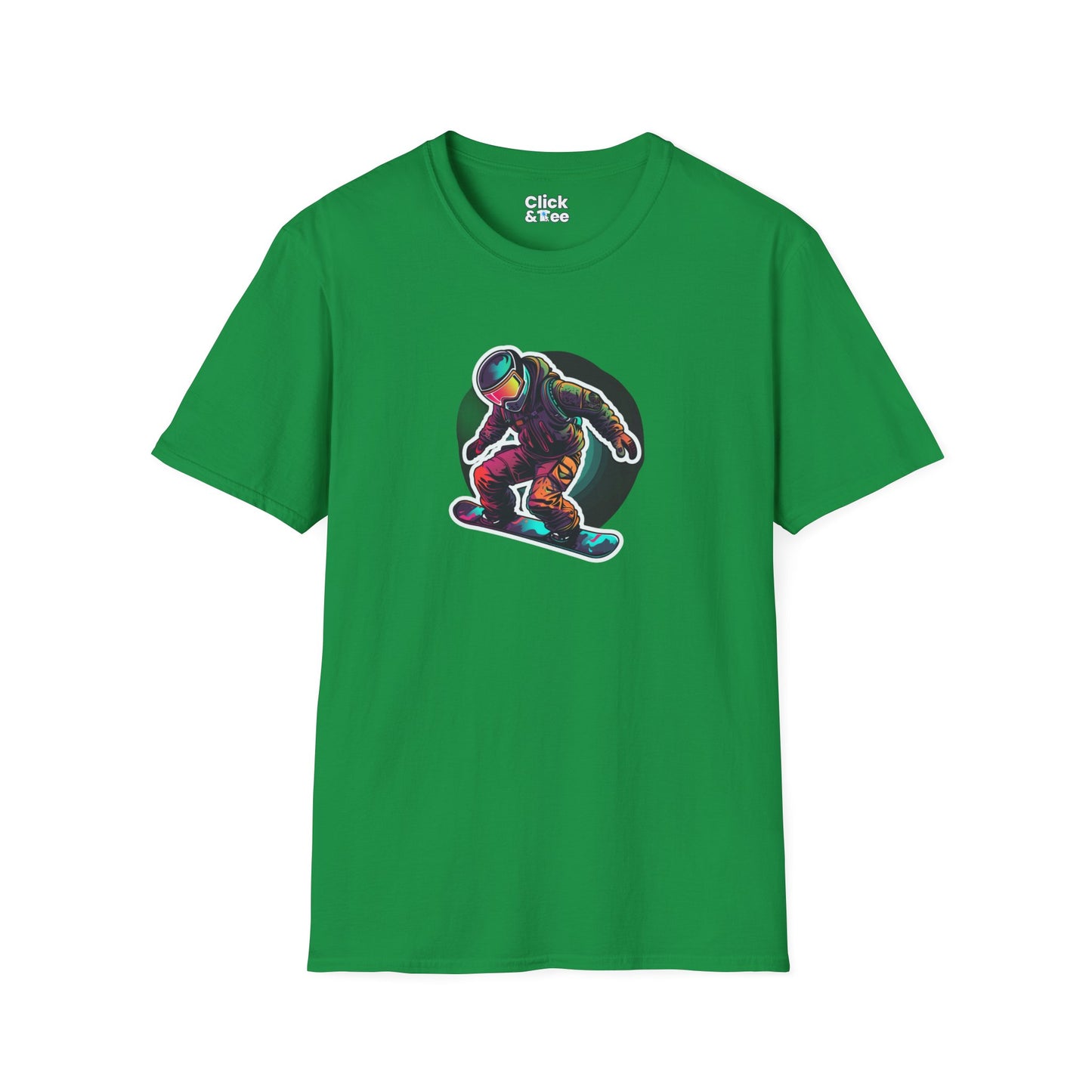 Retro T-Shirt - Aggressive Robot Snowboarder Flying through the air - Retro Style T-Shirt