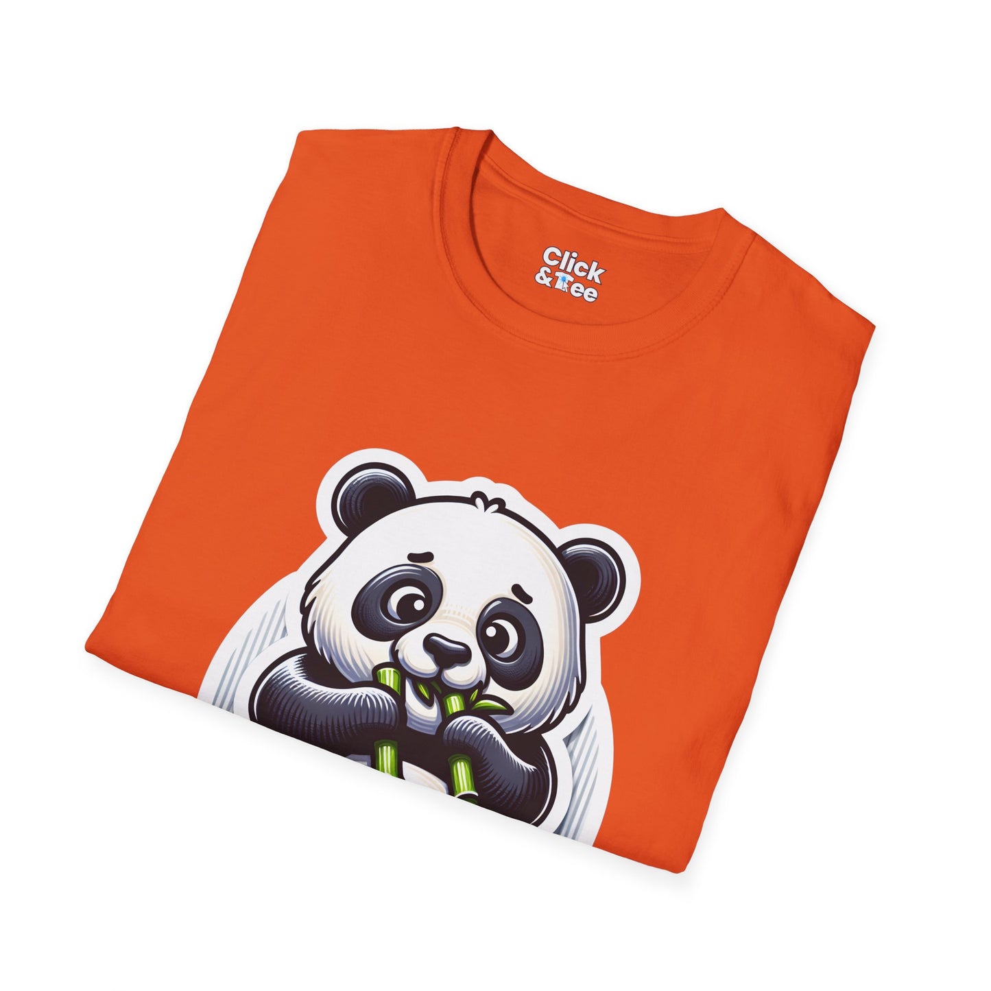Realistic T-Shirt - Hungry Panda Eating Bamboo - Realistic Style T-Shirt