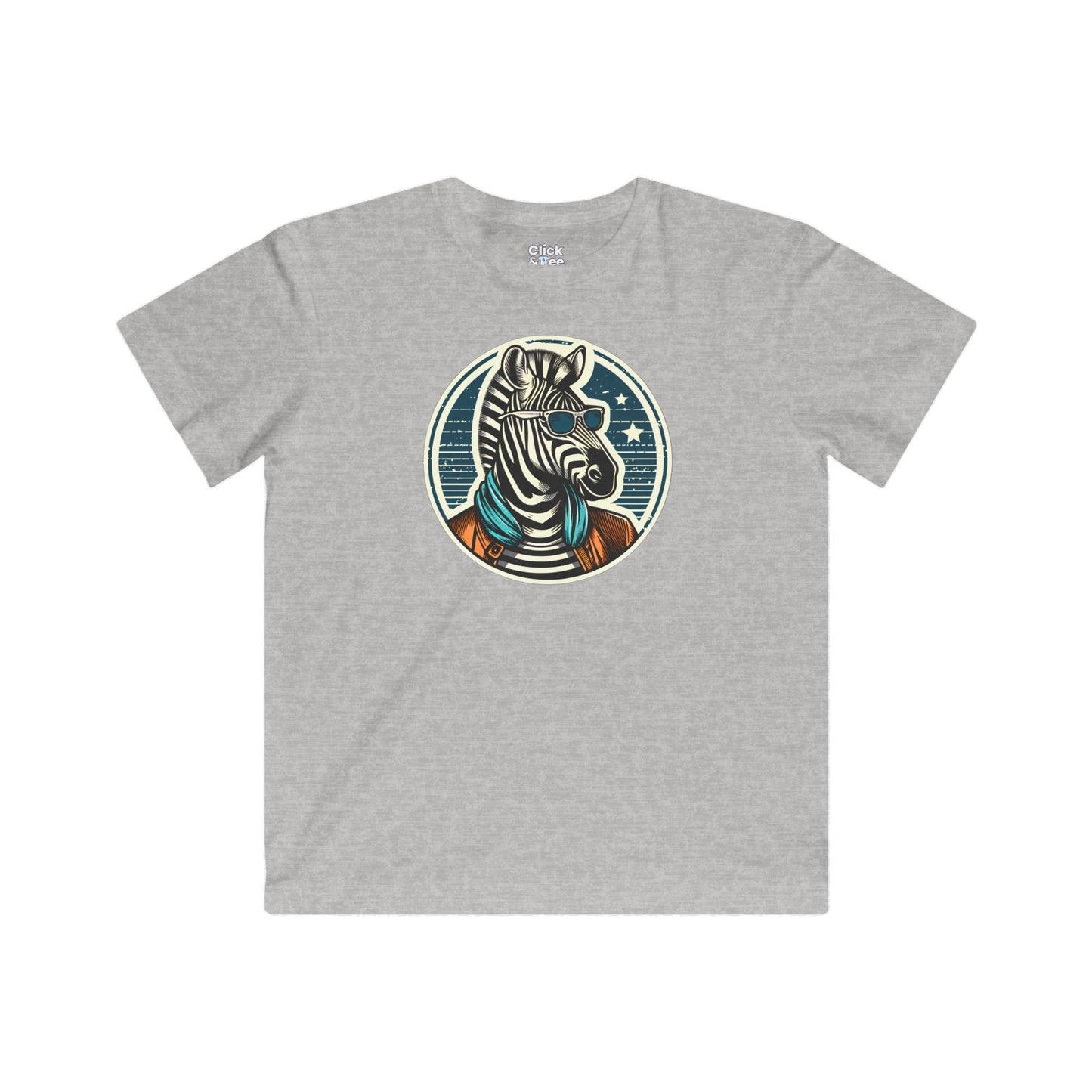 Kids Vintage T-Shirt - Fancy Zebra Wearing a Trendy T-Shirt - Vintage Style T-Shirt
