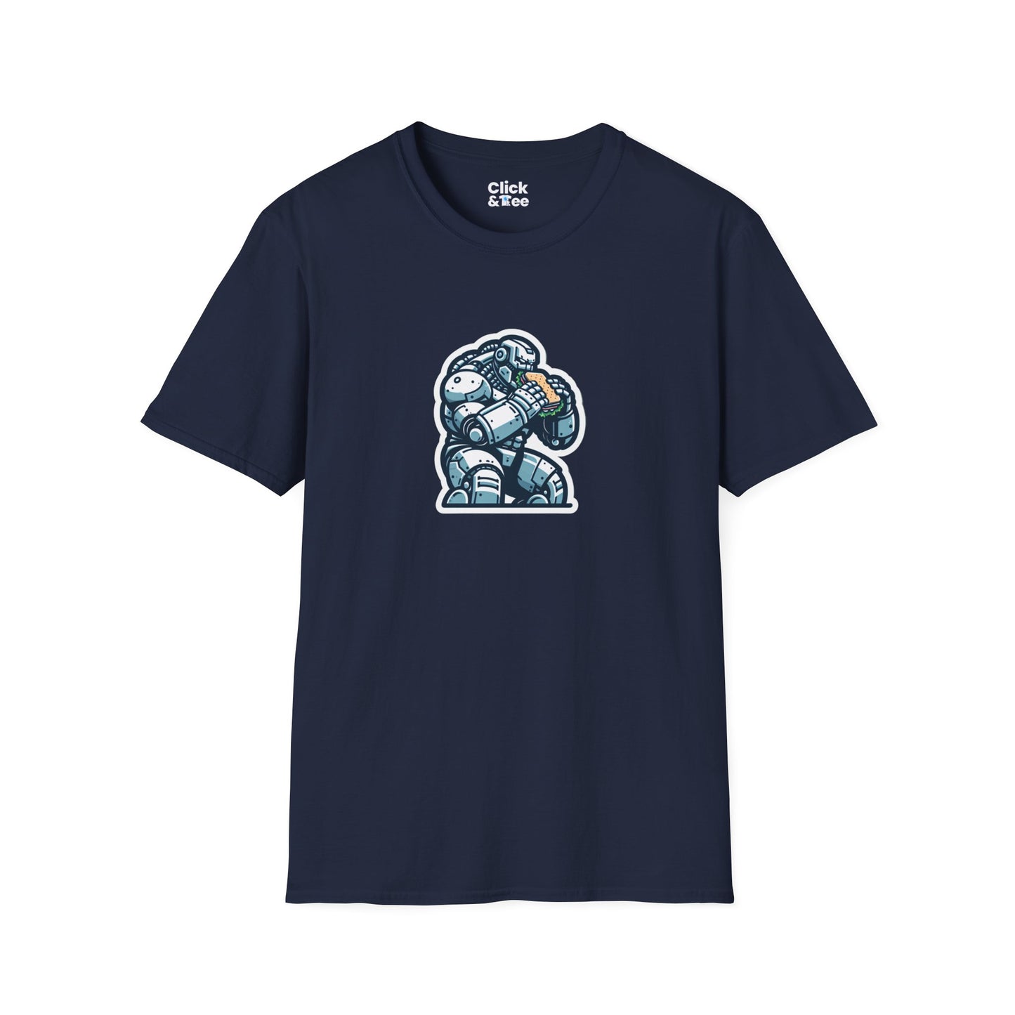 Digital Art T-Shirt - Hulking Robot Eating a sandwich - Digital Art Style T-Shirt