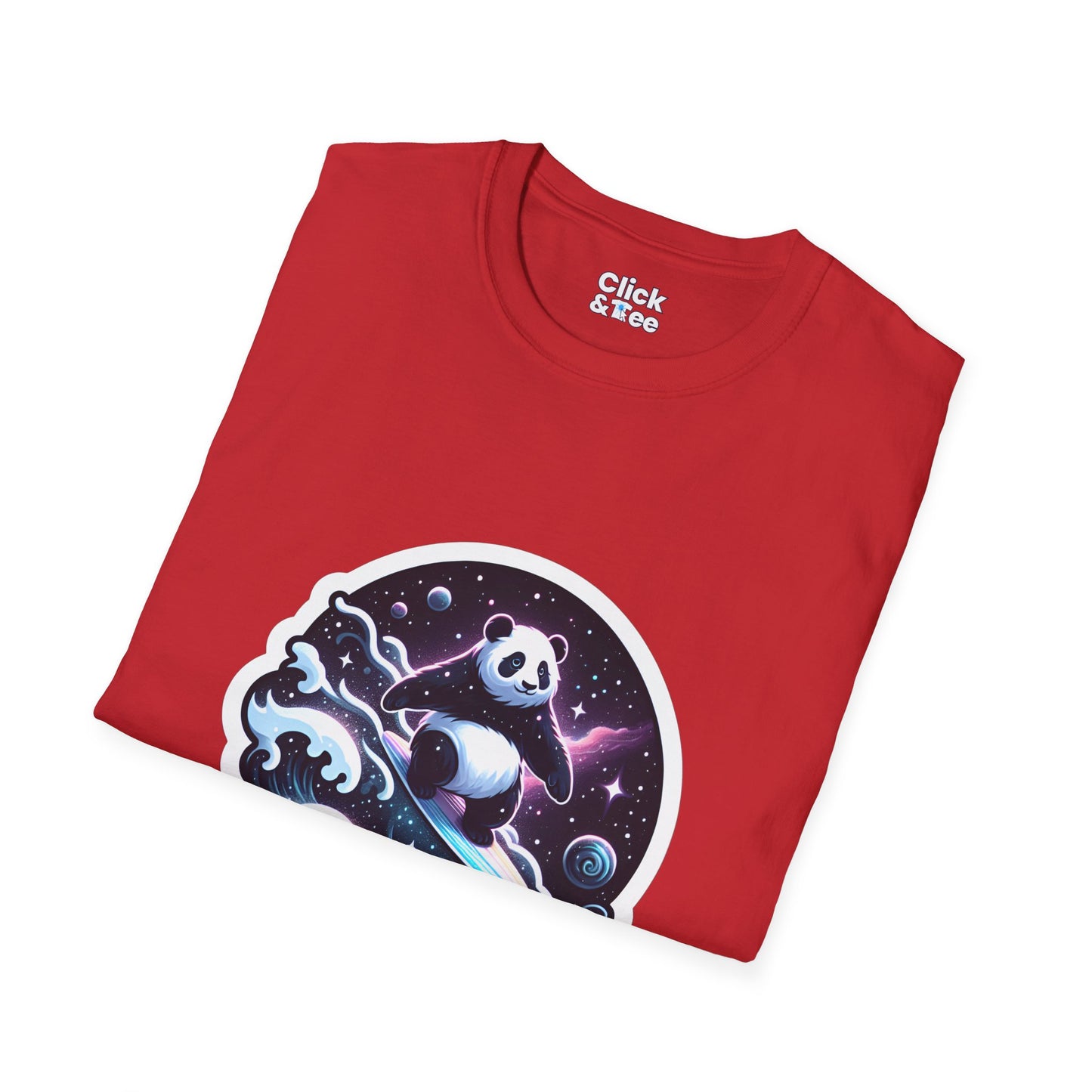 Digital Art T-Shirt - Magical Panda Surfing in space - Digital Art Style T-Shirt