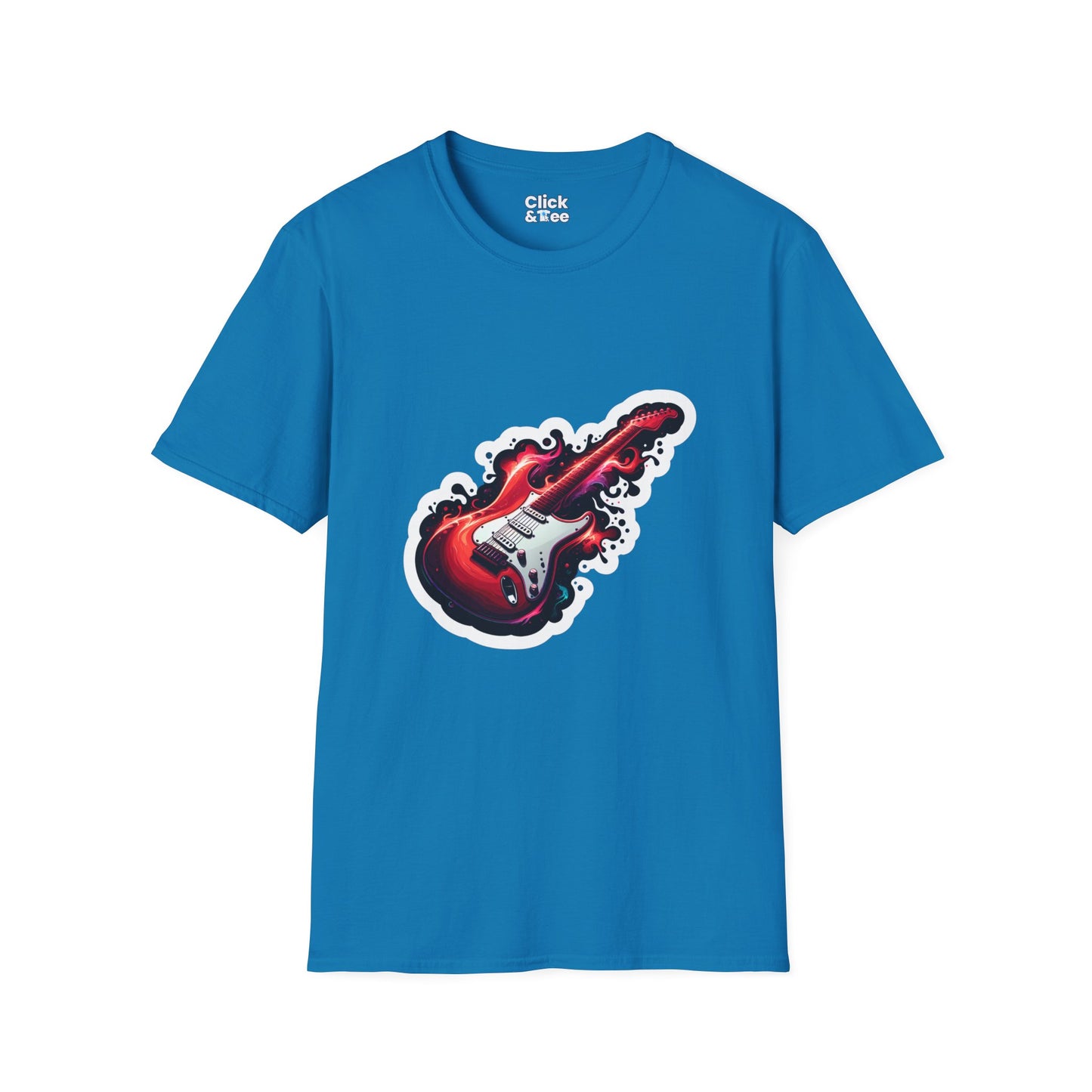 Color Splatter T-Shirt - Red Legendary Guitar Glowing - Color Splatter Style T-Shirt