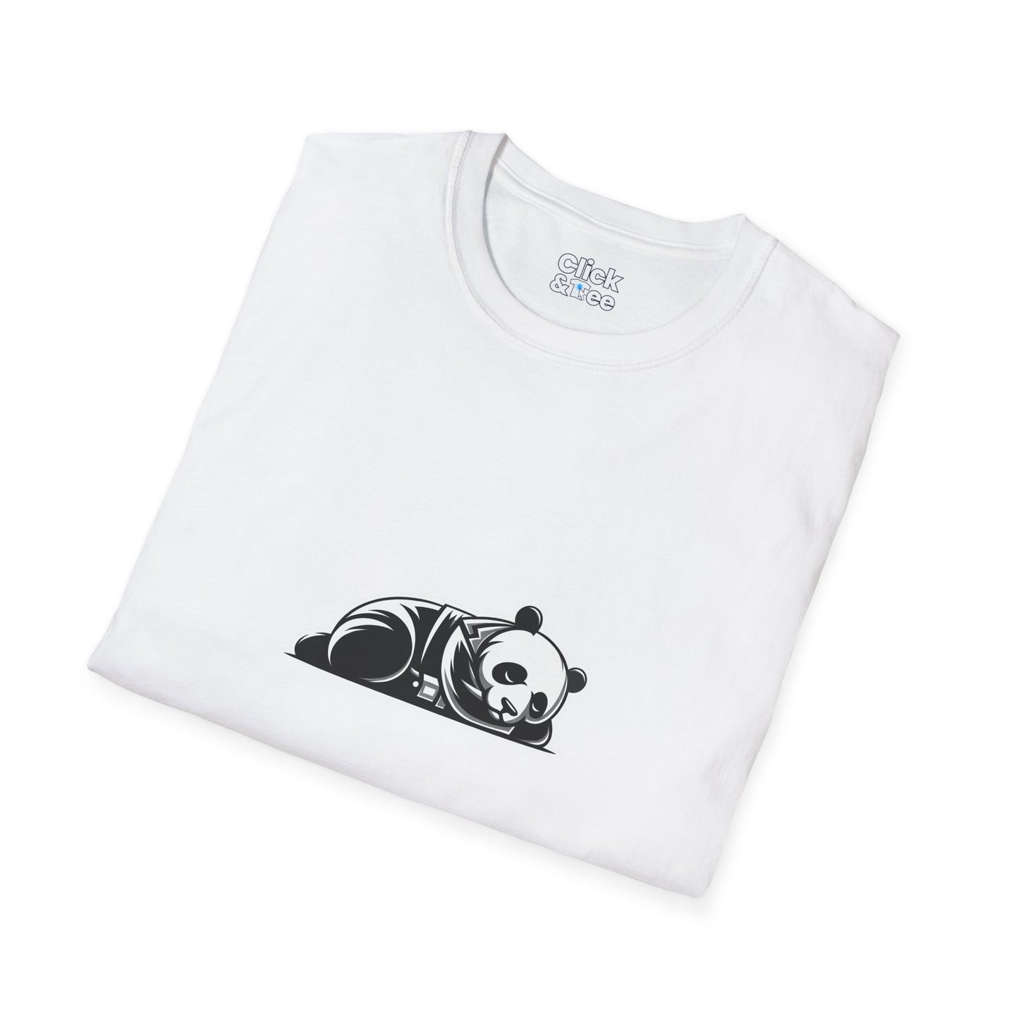 Unique T-Shirt - Sleepy Panda Eating rainbow ice cream - Vector Style T-Shirt