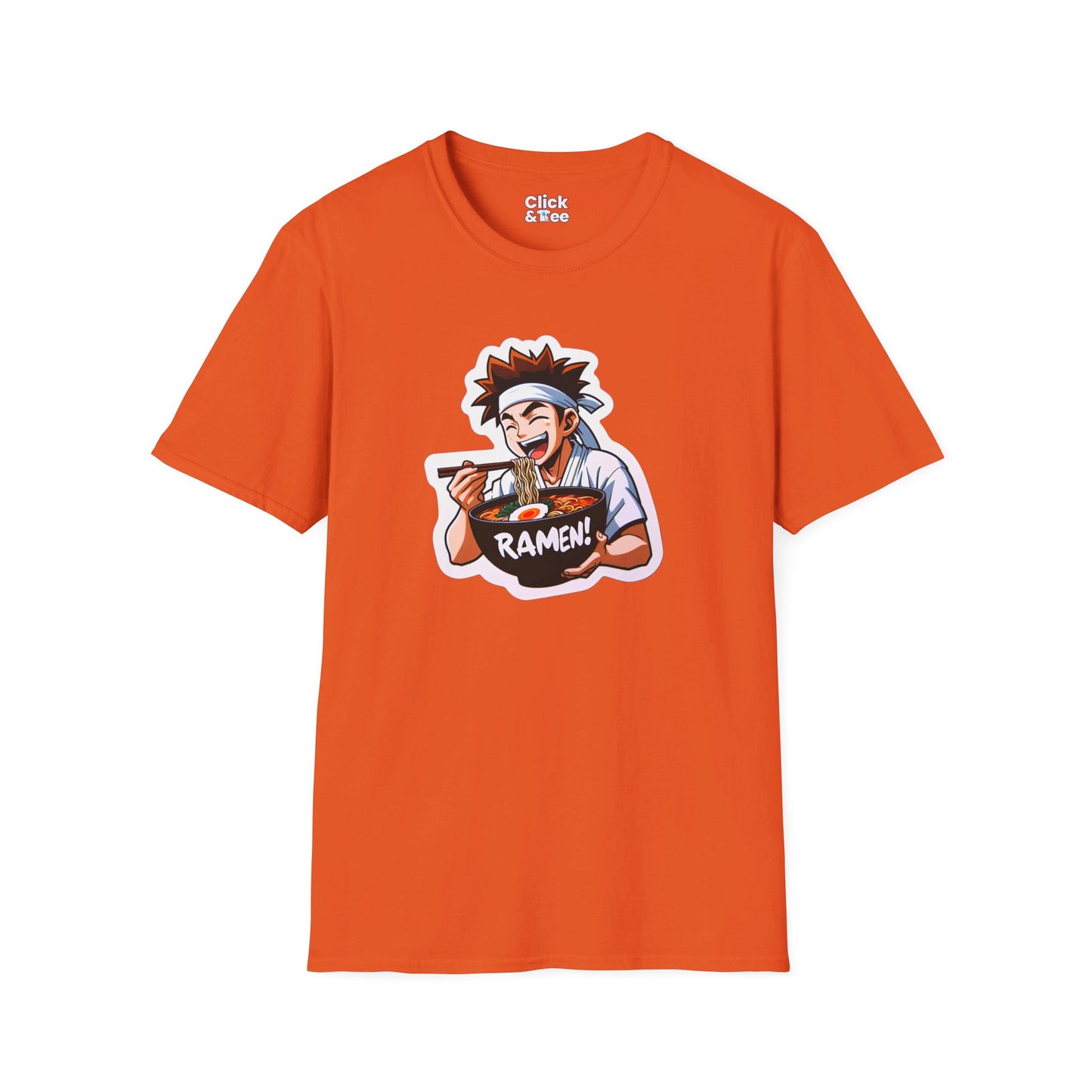 Harem Anime T-Shirt - Happy Kung-Fu Kid Eating a hot bowl of ramen - Harem Anime Style T-Shirt
