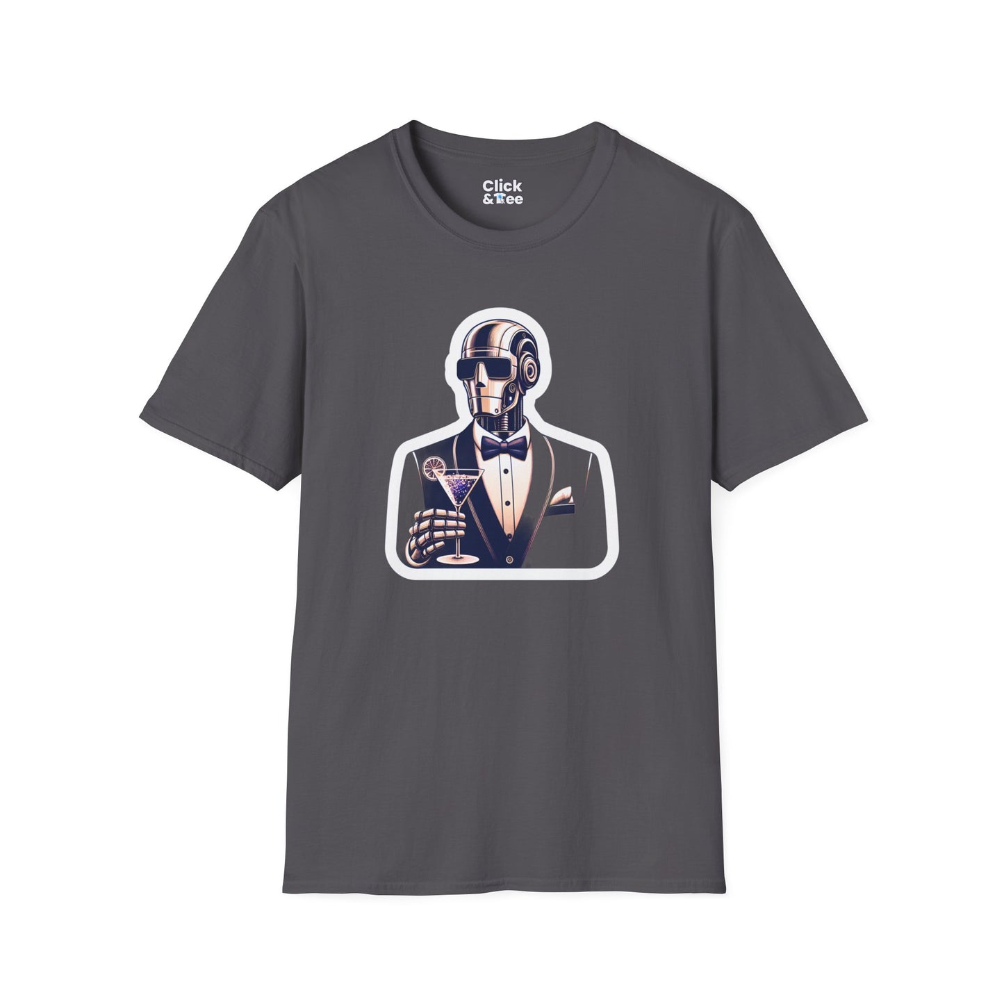 Retro T-Shirt - Classy Well Dressed Robot Bartender Serving a cocktail - Retro Style T-Shirt