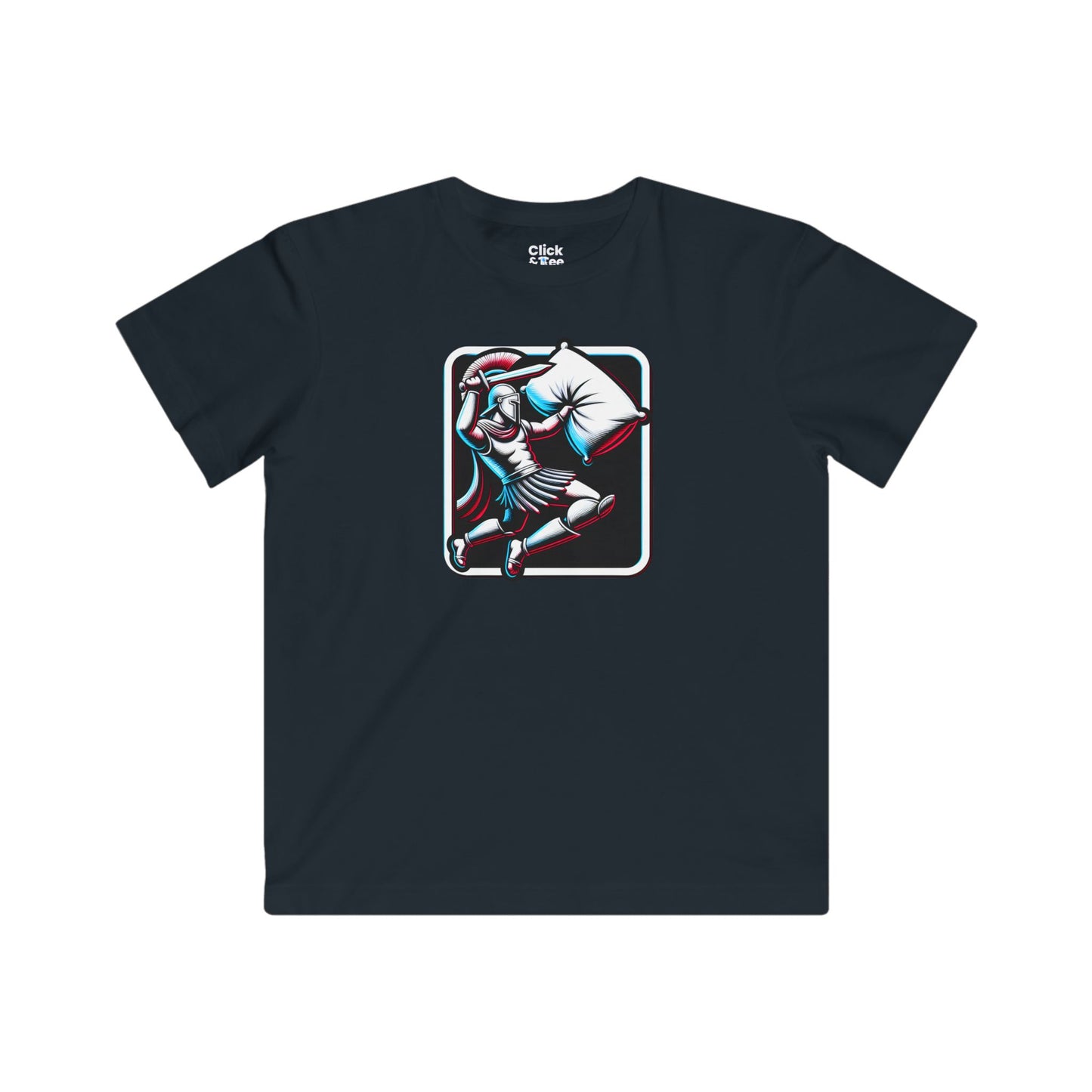Kids 3D T-Shirt - Battle-ready Gladiator In a Pillow Fight - 3D Style T-Shirt