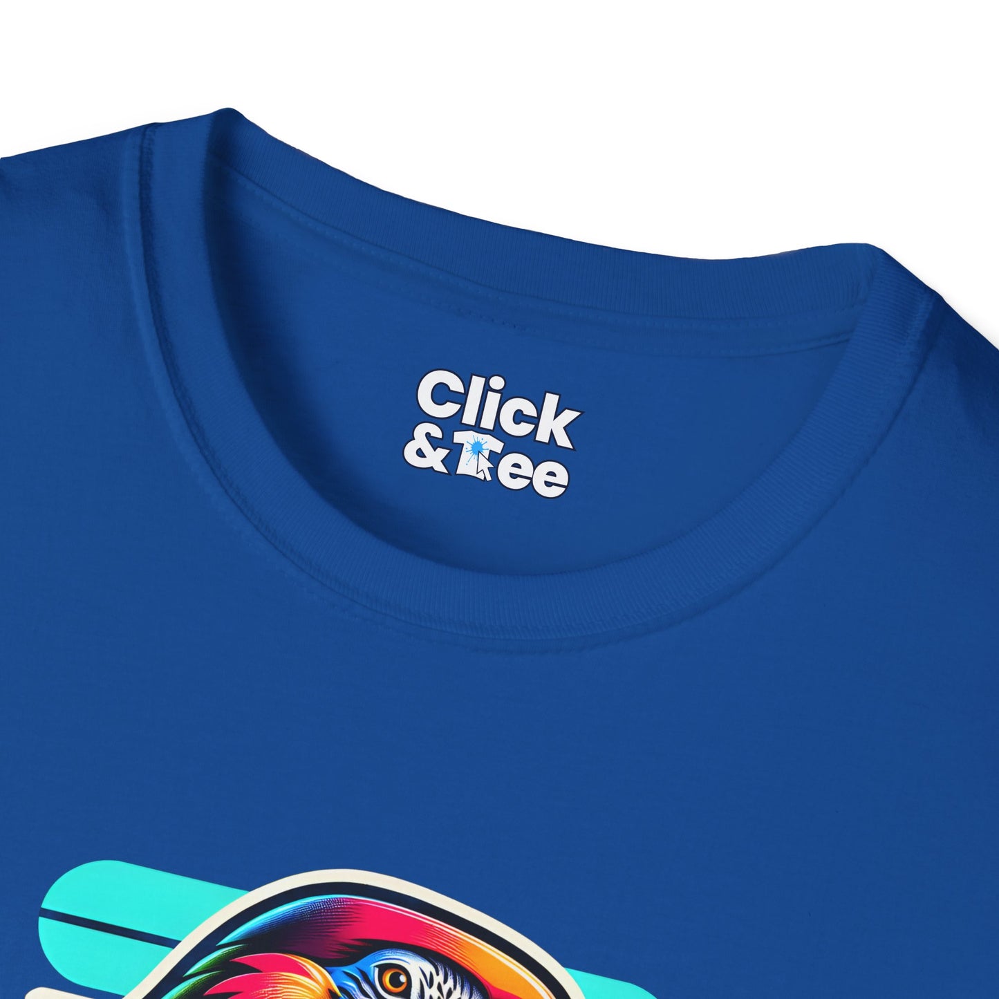 80s Neon T-Shirt - Tropical Parrot Eating rainbow ice cream - 80s Neon Style T-Shirt