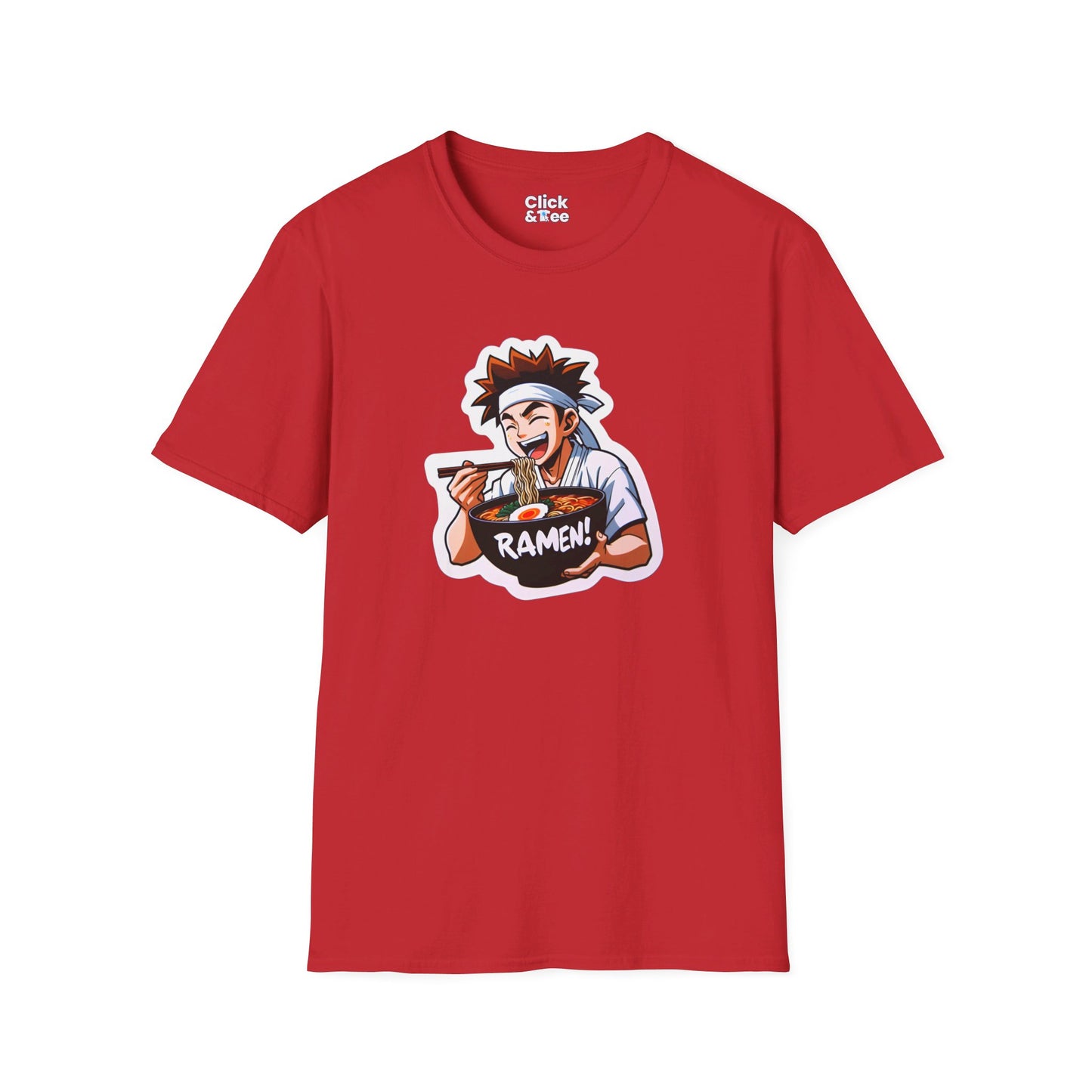 Harem Anime T-Shirt - Happy Kung-Fu Kid Eating a hot bowl of ramen - Harem Anime Style T-Shirt