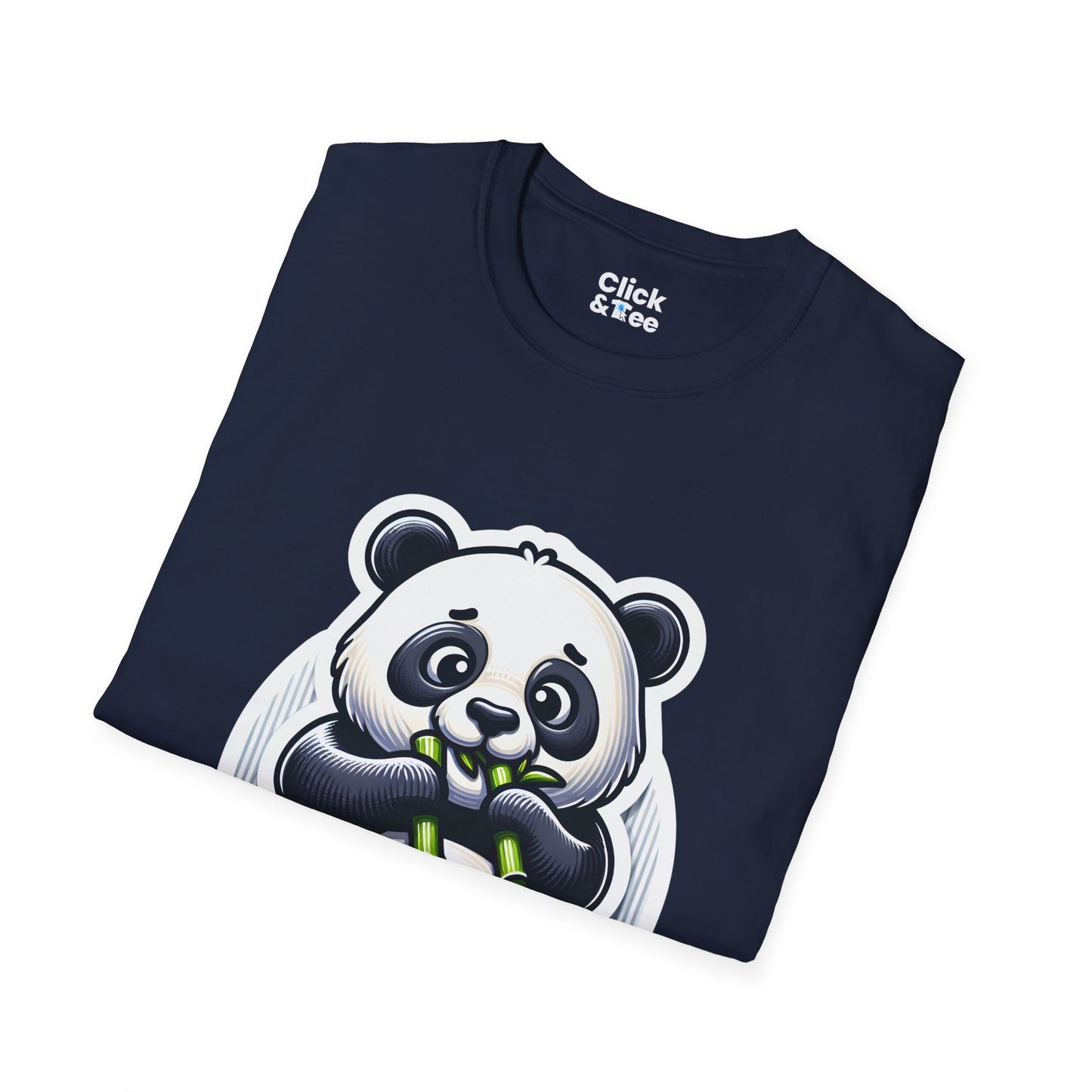 Realistic T-Shirt - Hungry Panda Eating Bamboo - Realistic Style T-Shirt