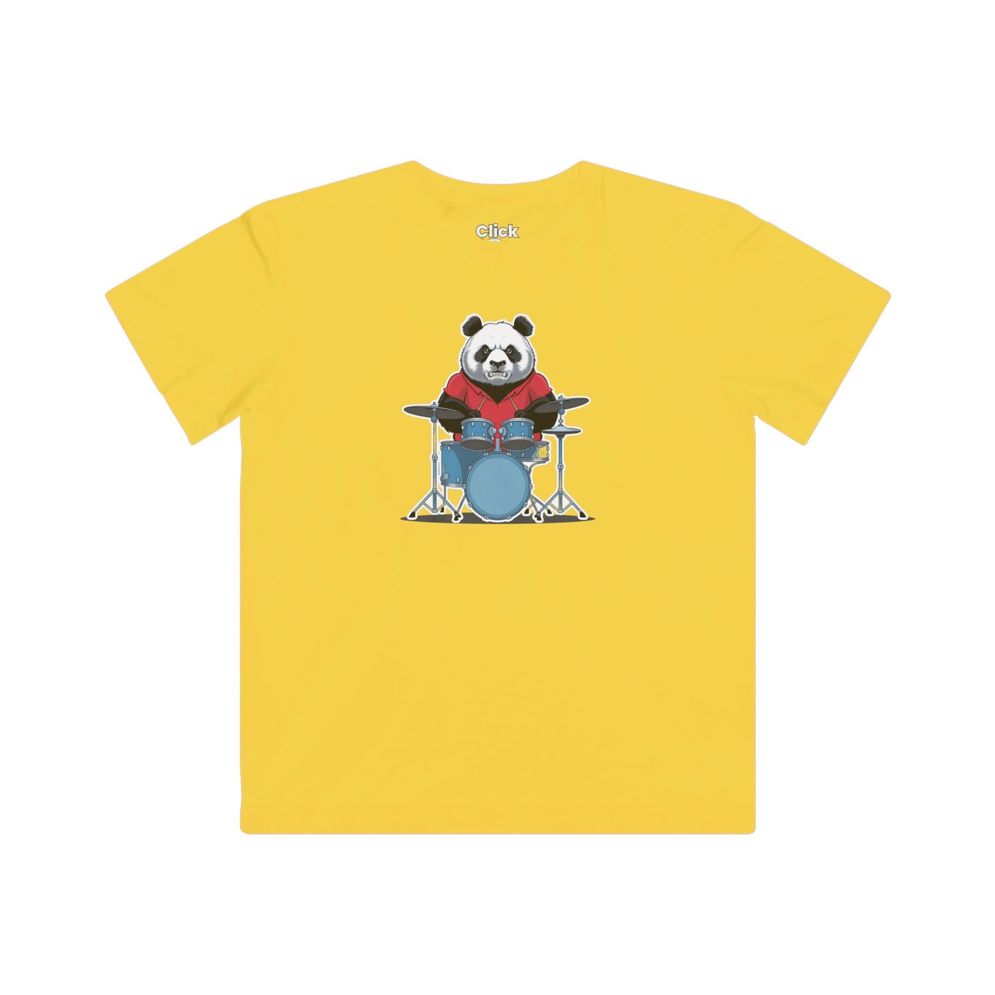 Kids Graphic Art T-Shirt - Angry Panda Playing a drum set - Graphic Art Style T-Shirt