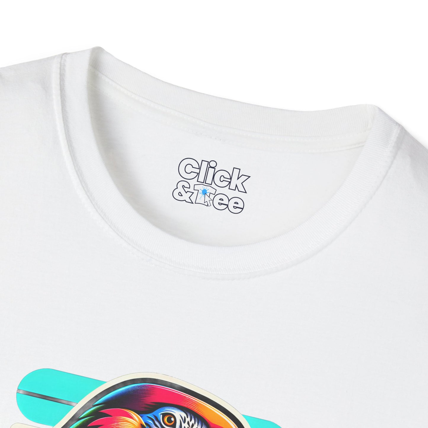 80s Neon T-Shirt - Tropical Parrot Eating rainbow ice cream - 80s Neon Style T-Shirt