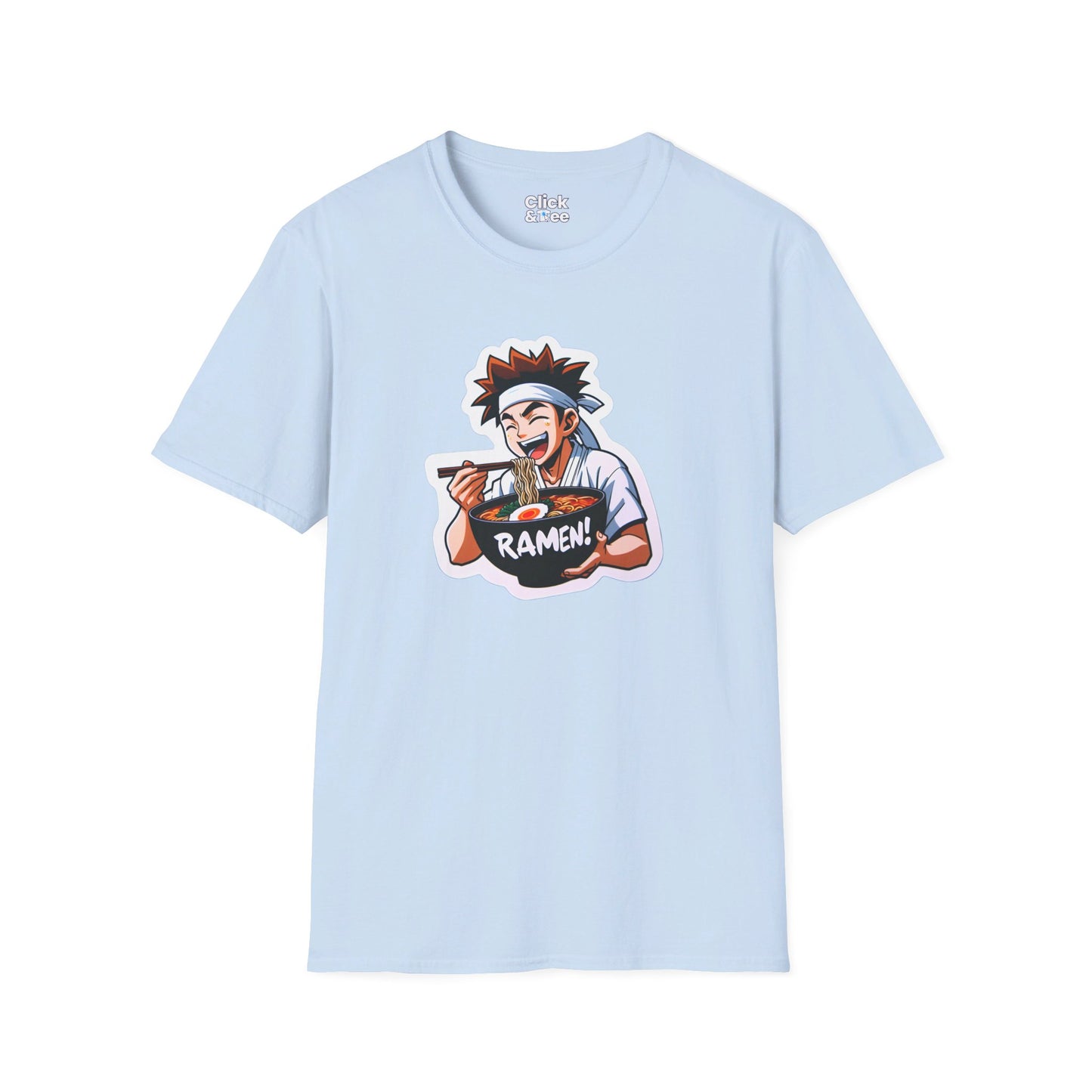 Harem Anime T-Shirt - Happy Kung-Fu Kid Eating a hot bowl of ramen - Harem Anime Style T-Shirt