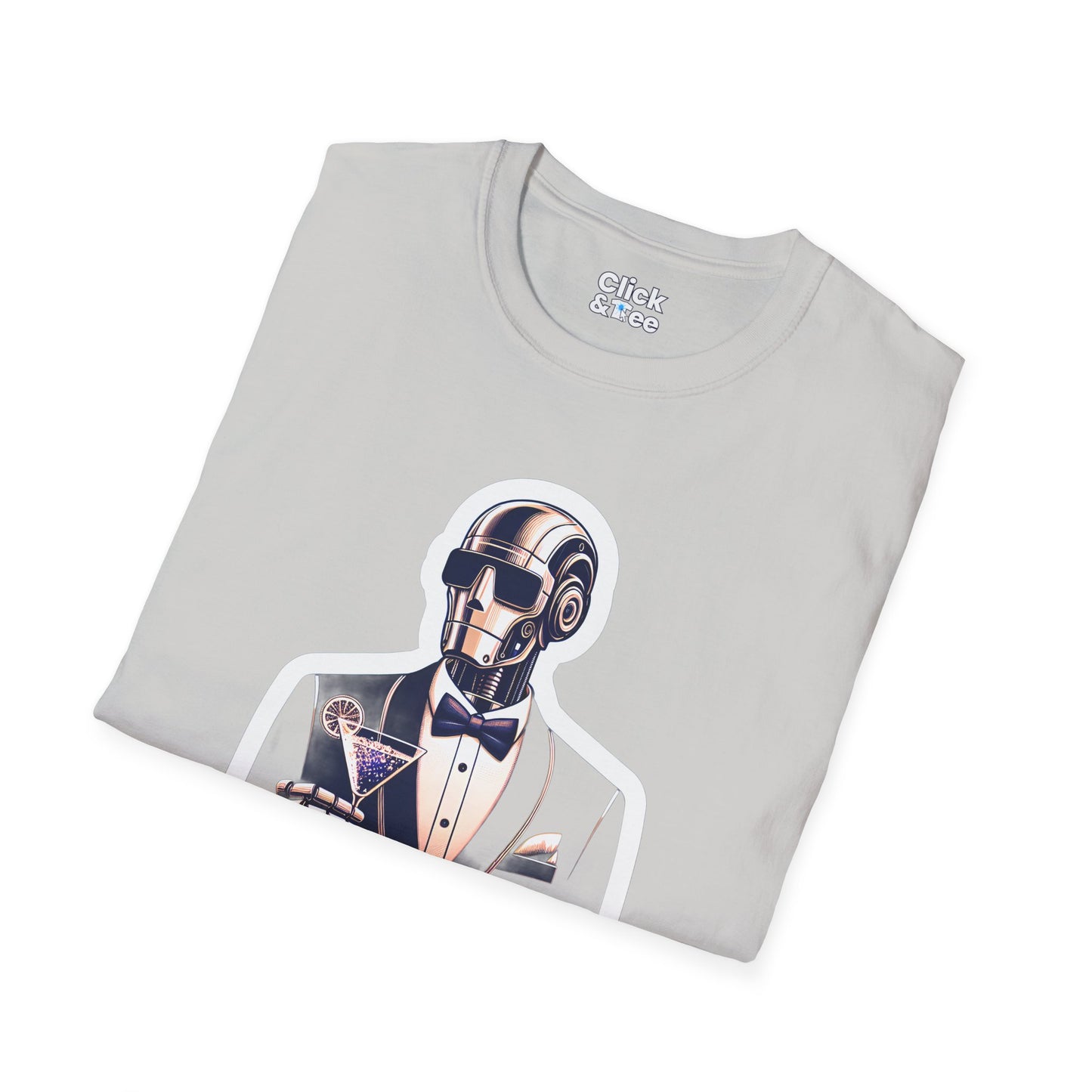 Retro T-Shirt - Classy Well Dressed Robot Bartender Serving a cocktail - Retro Style T-Shirt