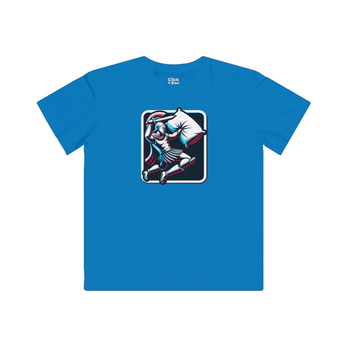 Kids 3D T-Shirt - Battle-ready Gladiator In a Pillow Fight - 3D Style T-Shirt