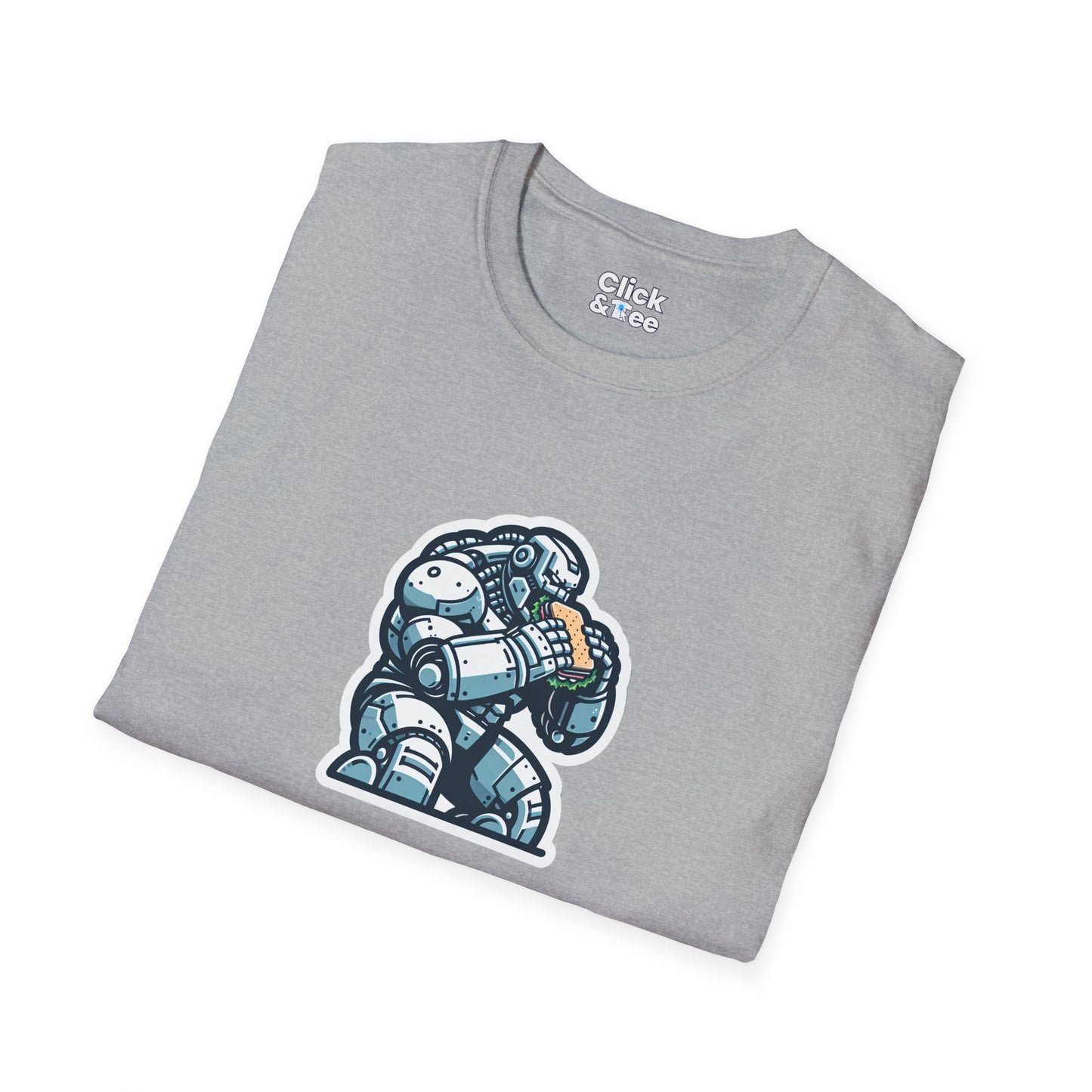 Digital Art T-Shirt - Hulking Robot Eating a sandwich - Digital Art Style T-Shirt