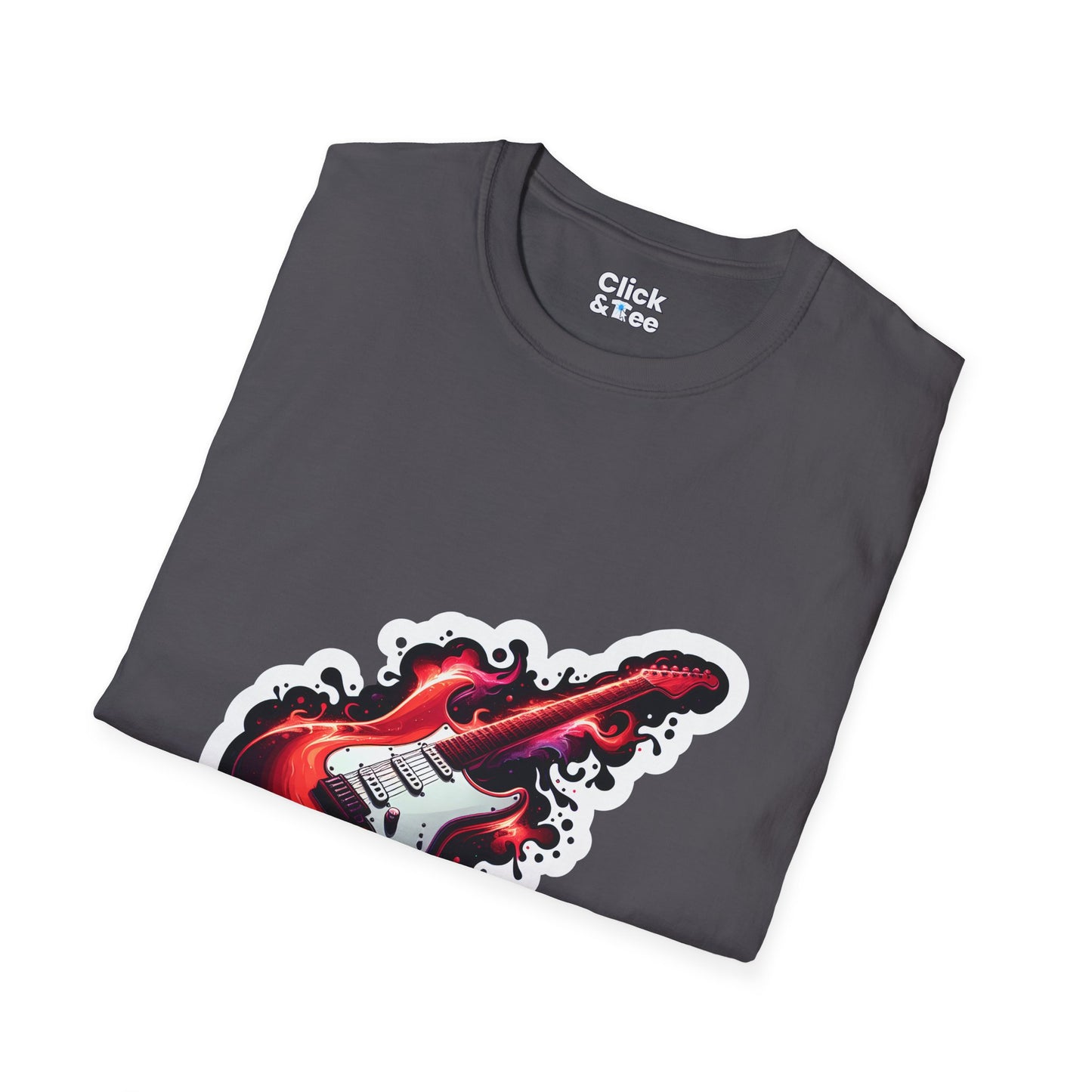 Color Splatter T-Shirt - Red Legendary Guitar Glowing - Color Splatter Style T-Shirt