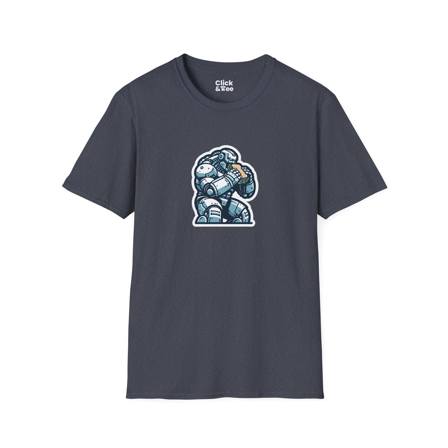 Digital Art T-Shirt - Hulking Robot Eating a sandwich - Digital Art Style T-Shirt