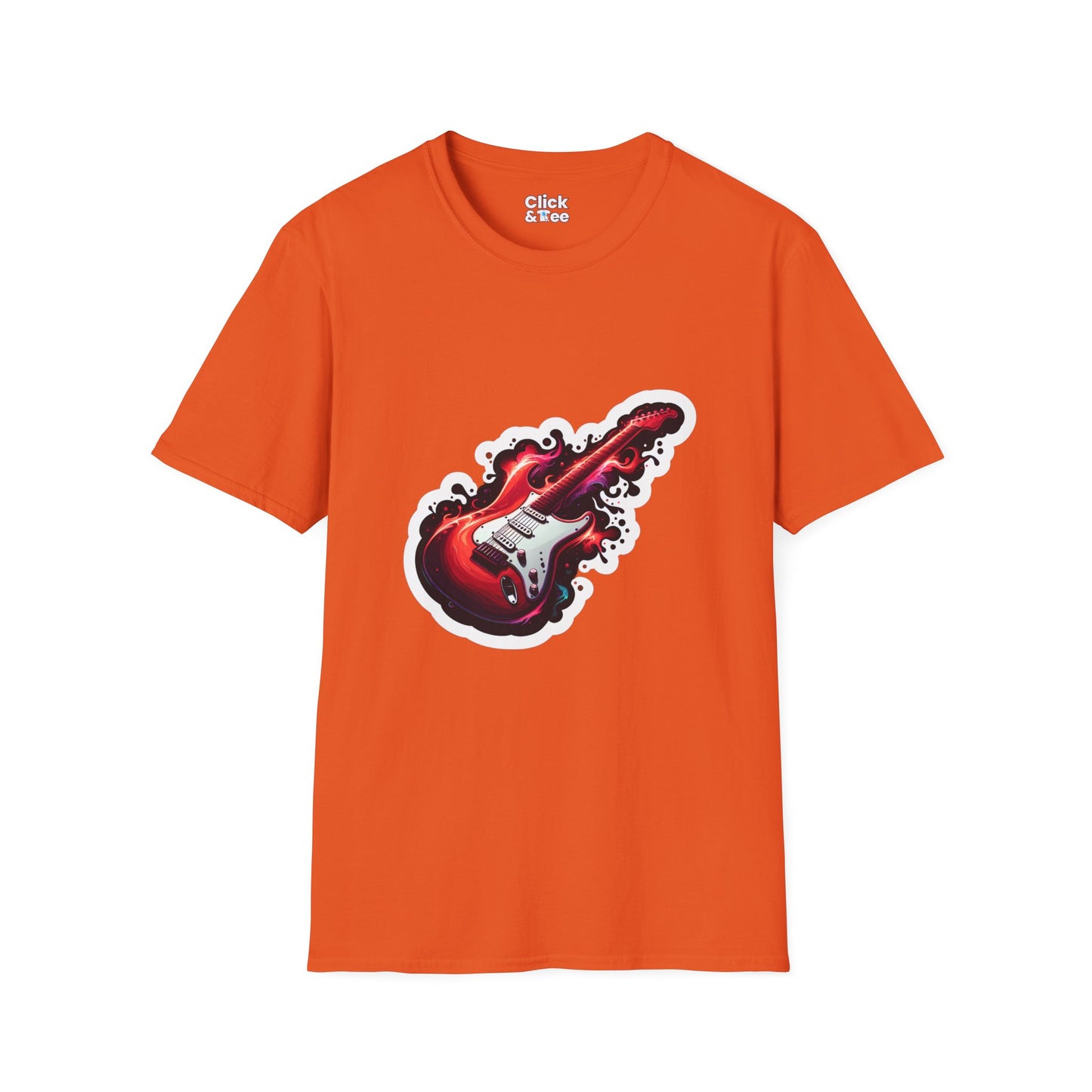 Color Splatter T-Shirt - Red Legendary Guitar Glowing - Color Splatter Style T-Shirt