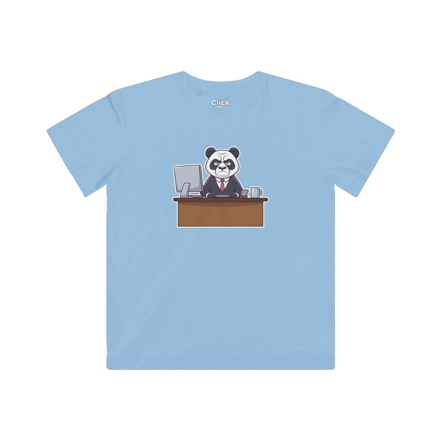 Kids Cartoon T-Shirt - Disgruntled Panda in a Suit Working a boring office job - Cartoon Style T-Shirt