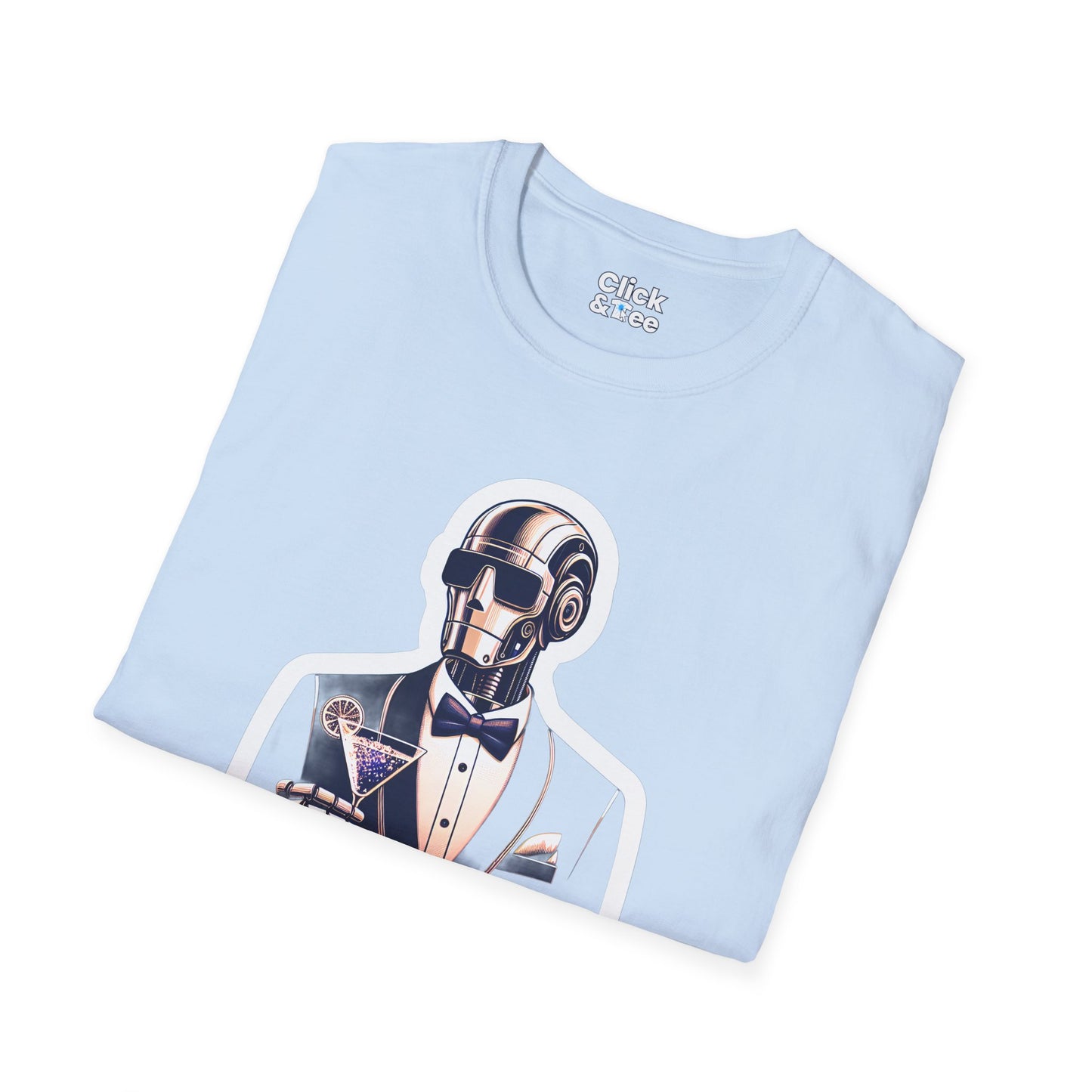 Retro T-Shirt - Classy Well Dressed Robot Bartender Serving a cocktail - Retro Style T-Shirt