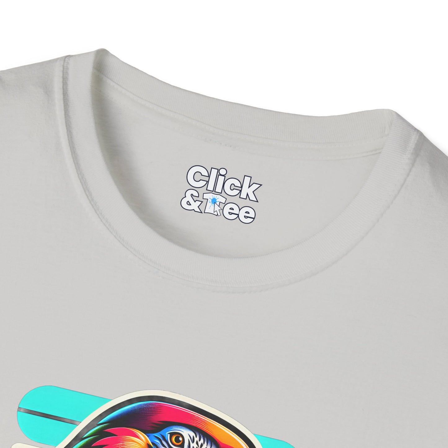 80s Neon T-Shirt - Tropical Parrot Eating rainbow ice cream - 80s Neon Style T-Shirt