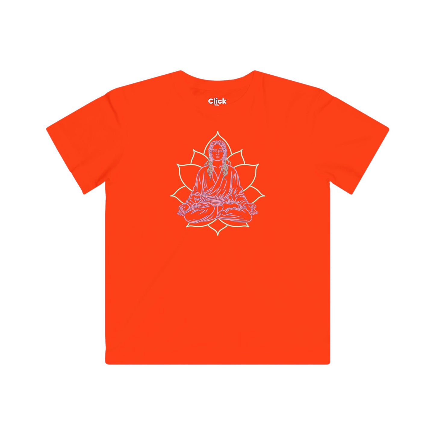 Kids 80s Neon T-Shirt - Enlightened Mystic Meditating - 80s Neon Style T-Shirt