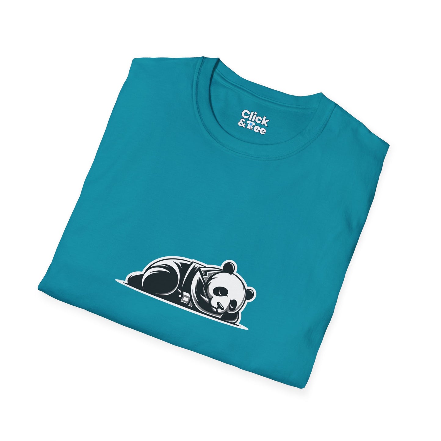 Unique T-Shirt - Sleepy Panda Eating rainbow ice cream - Vector Style T-Shirt