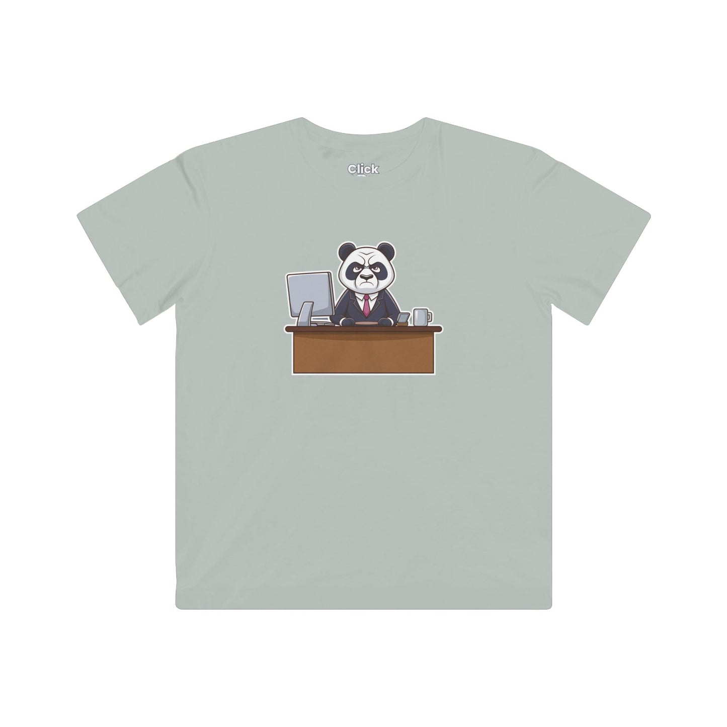 Kids Cartoon T-Shirt - Disgruntled Panda in a Suit Working a boring office job - Cartoon Style T-Shirt