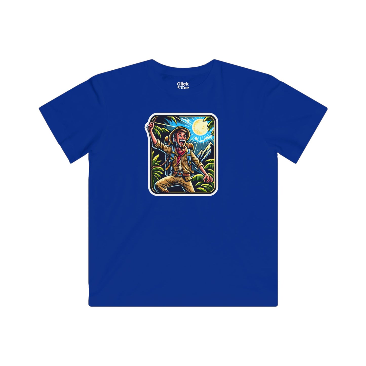 Kids Comic T-Shirt - Happy Adventurer Exploring the Unknown - Comic Style T-Shirt