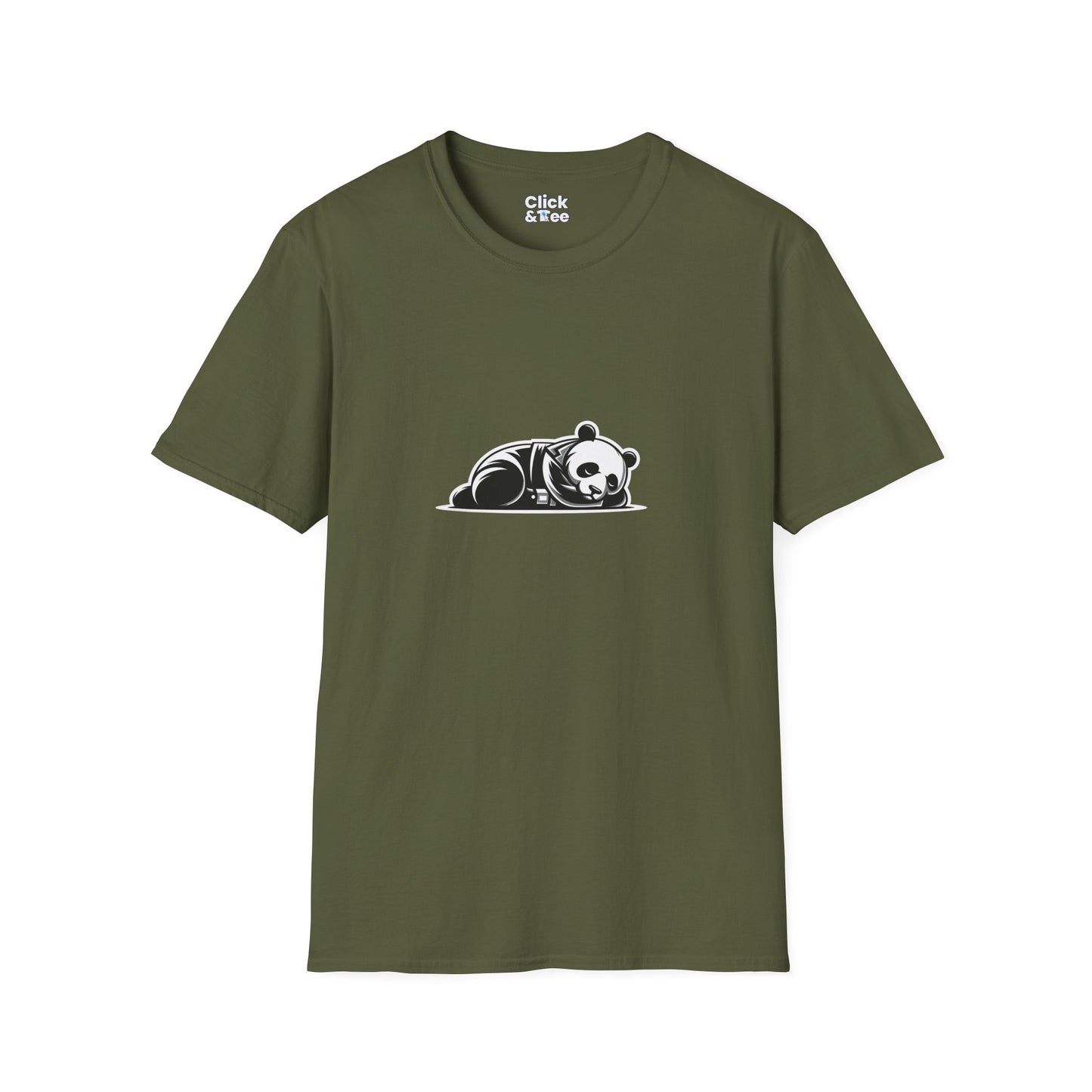 Unique T-Shirt - Sleepy Panda Eating rainbow ice cream - Vector Style T-Shirt