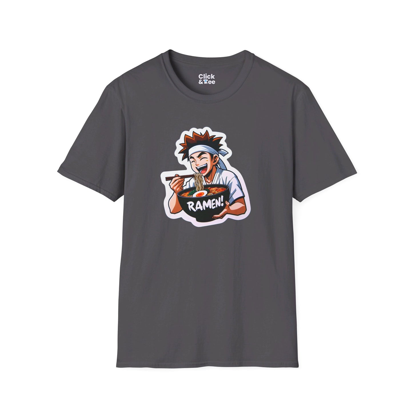 Harem Anime T-Shirt - Happy Kung-Fu Kid Eating a hot bowl of ramen - Harem Anime Style T-Shirt