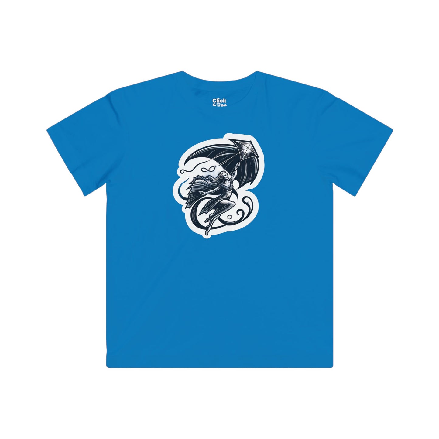 Kids Modern T-Shirt - Graceful Vampire Flying a Kite - Modern Style T-Shirt