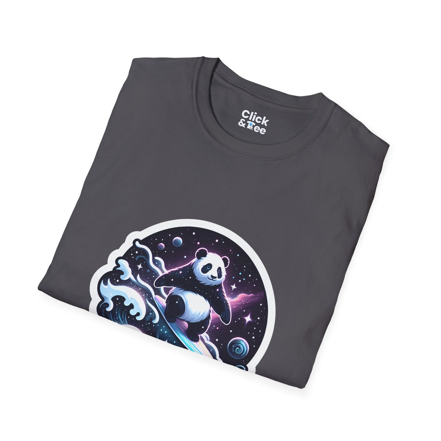 Digital Art T-Shirt - Magical Panda Surfing in space - Digital Art Style T-Shirt