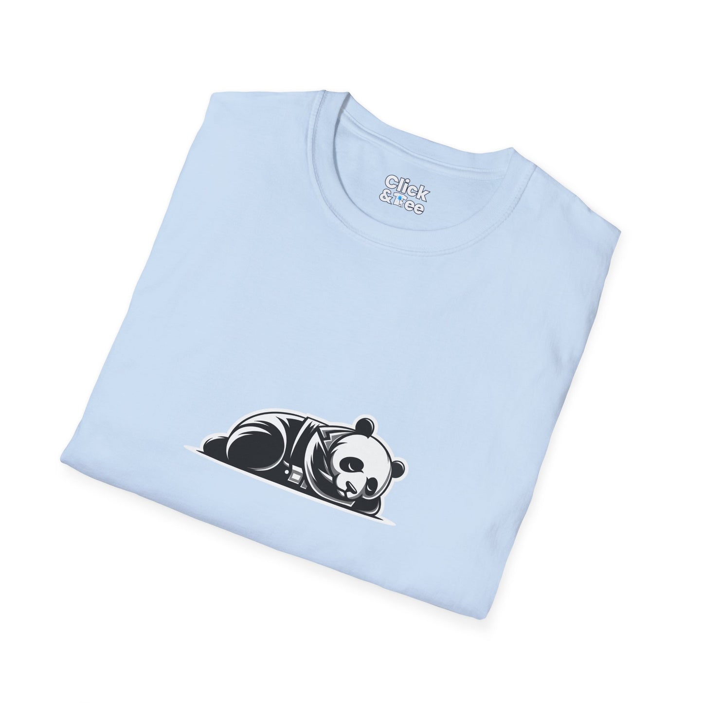 Unique T-Shirt - Sleepy Panda Eating rainbow ice cream - Vector Style T-Shirt